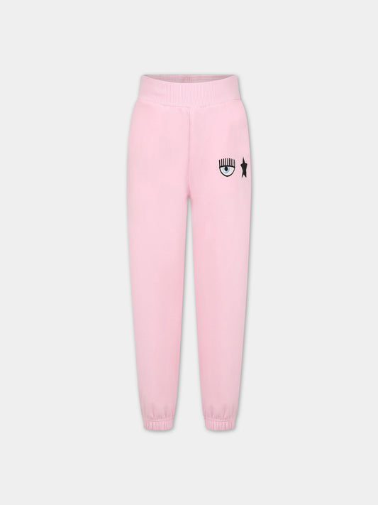 Pantaloni rosa per bambina con iconico occhiolino e stella,Chiara Ferragni Collection,51A410 1250 0090