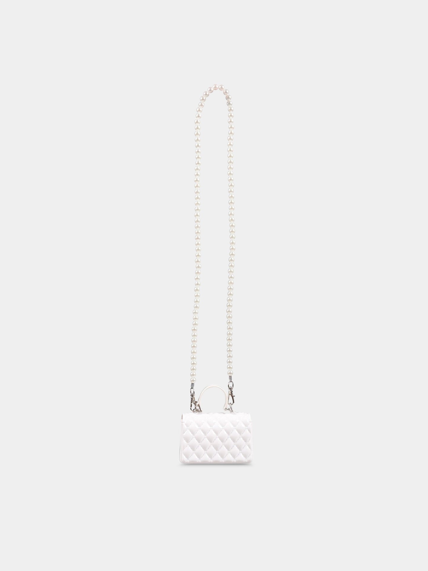 Mini-borsa bianca per bambina con strass,Monnalisa,77A000 1077 0001