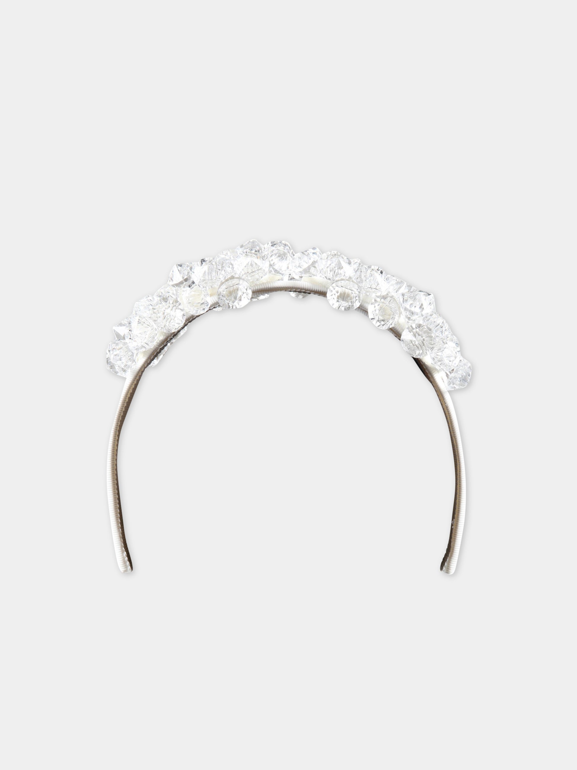 Cerchietto bianco per bambina con diamanti,Monnalisa,79A000 1075 0001