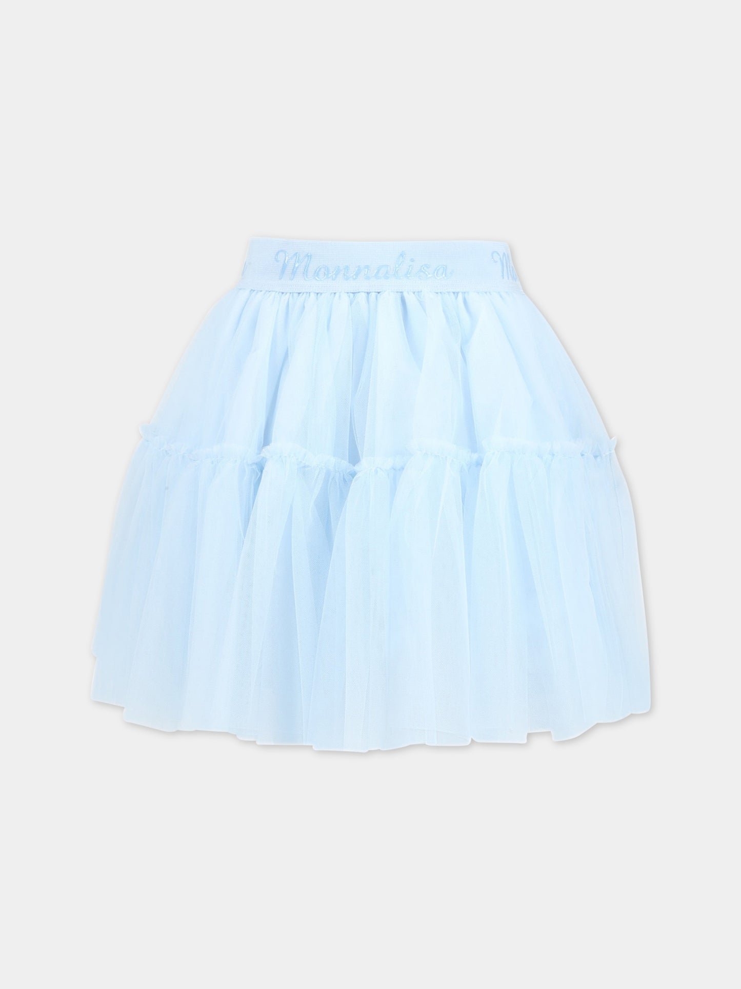 Gonna celeste per bambina con logo,Monnalisa,17AGON T9945 0058