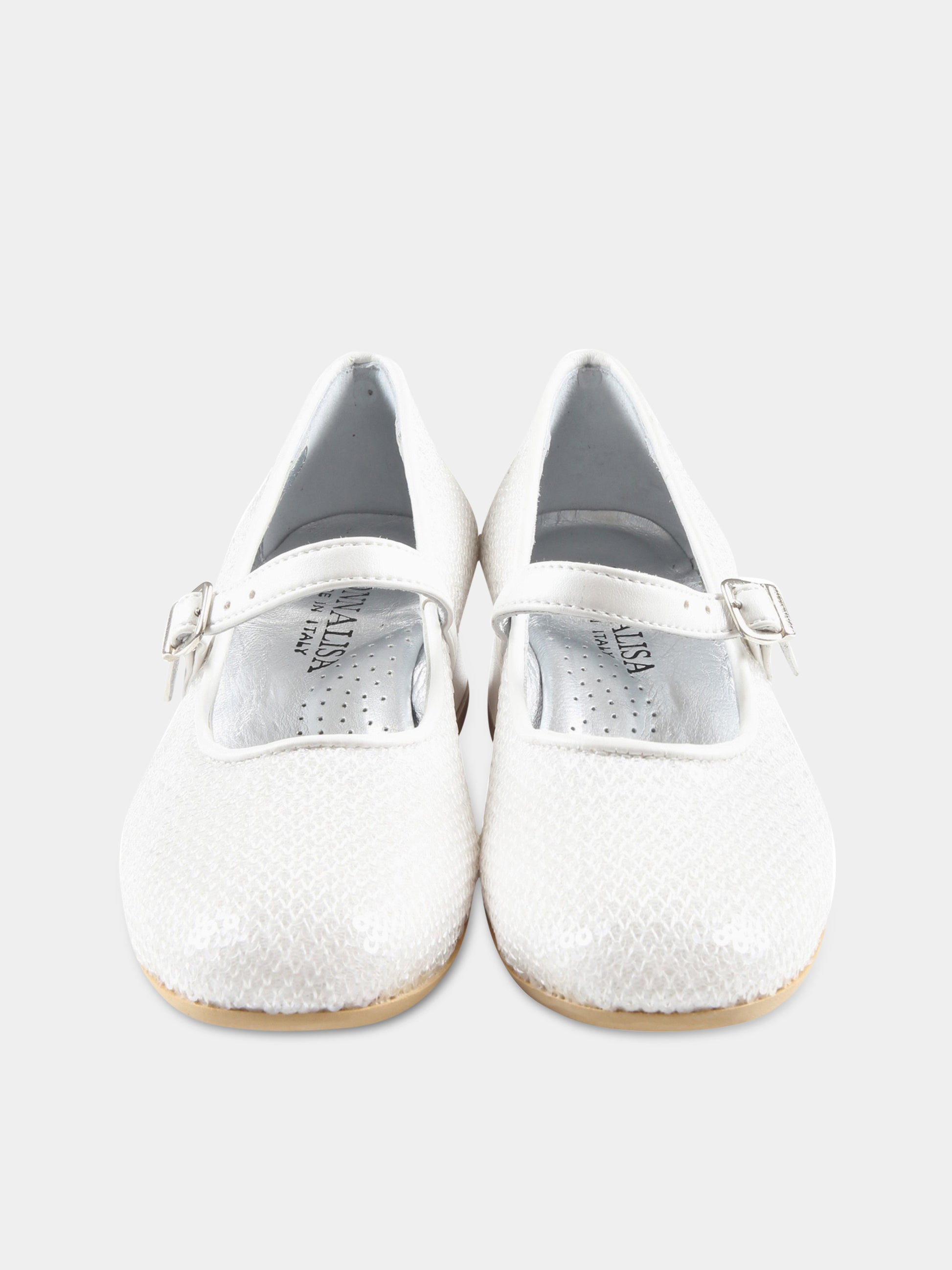 Ballerine bianche per bambina con paillettes,Monnalisa,87A002 1950 0001
