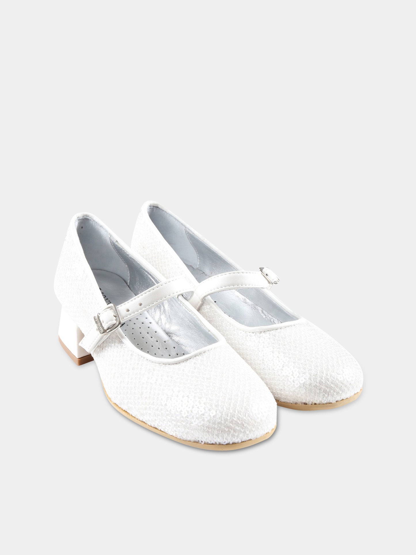 Ballerine bianche per bambina con paillettes,Monnalisa,87A002 1950 0001