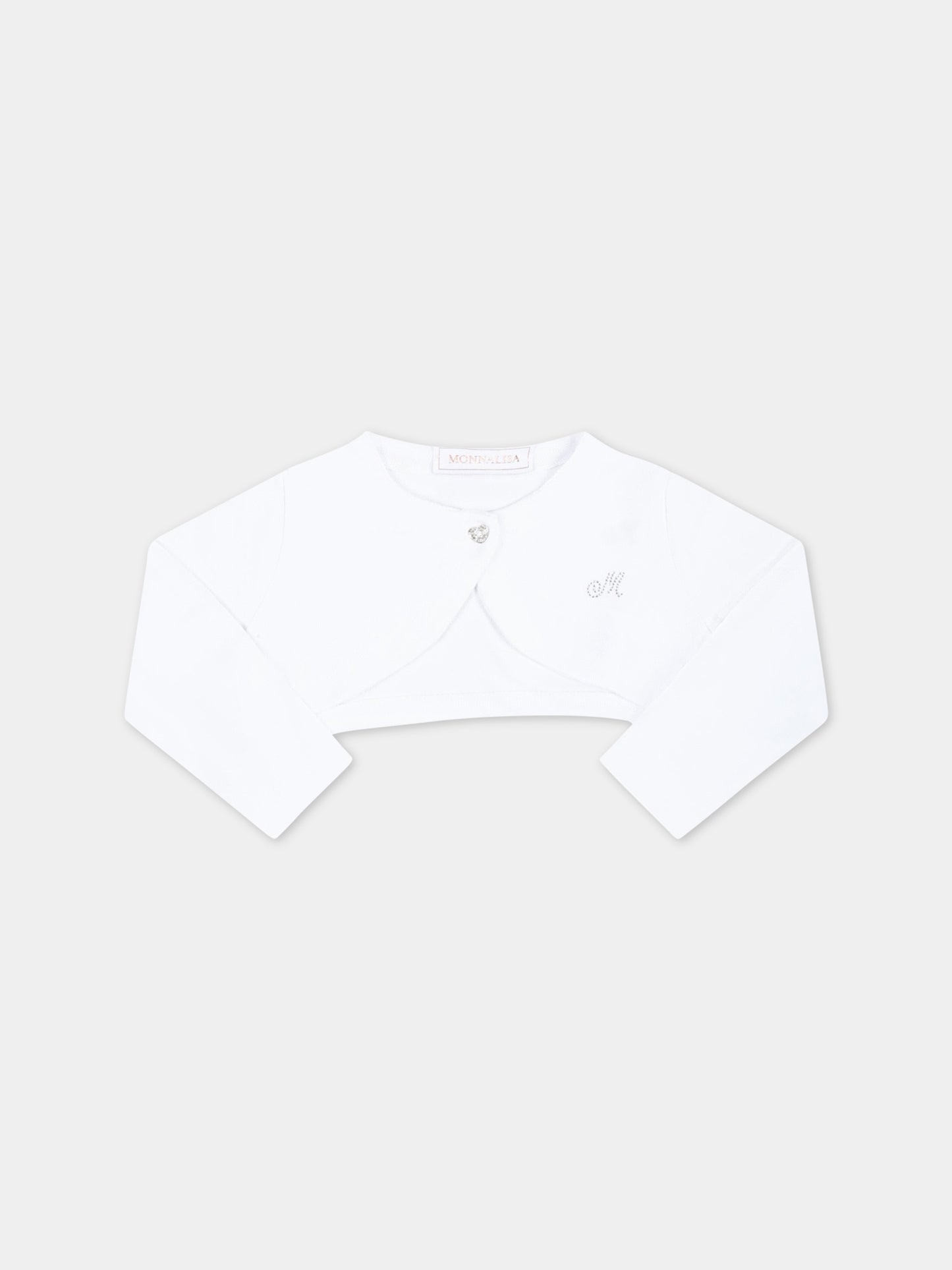 Cardigan bianco per neonata con logo,Monnalisa,37A800 1204 0099