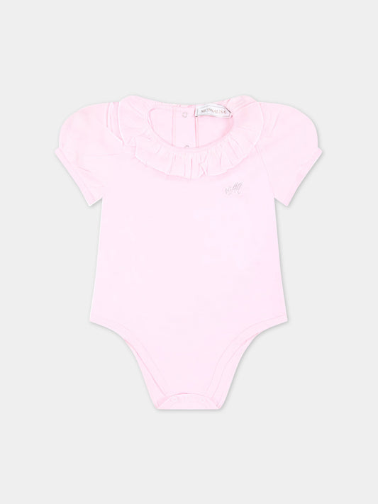 Body rosa per neonata con logo,Monnalisa,37A300 1206 0090