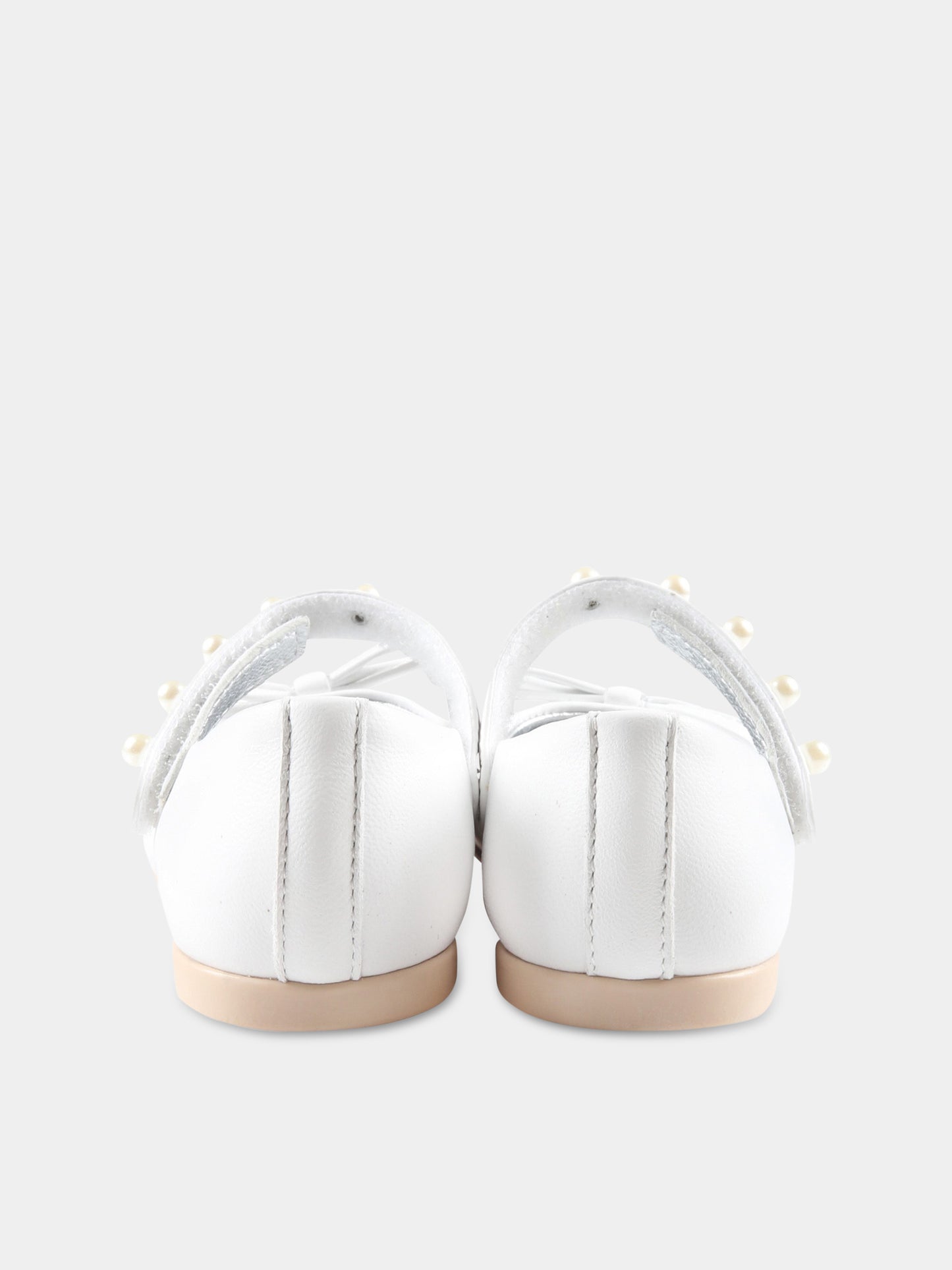 Ballerine bianche per bambina con perle,Monnalisa,83A004 1703 0001