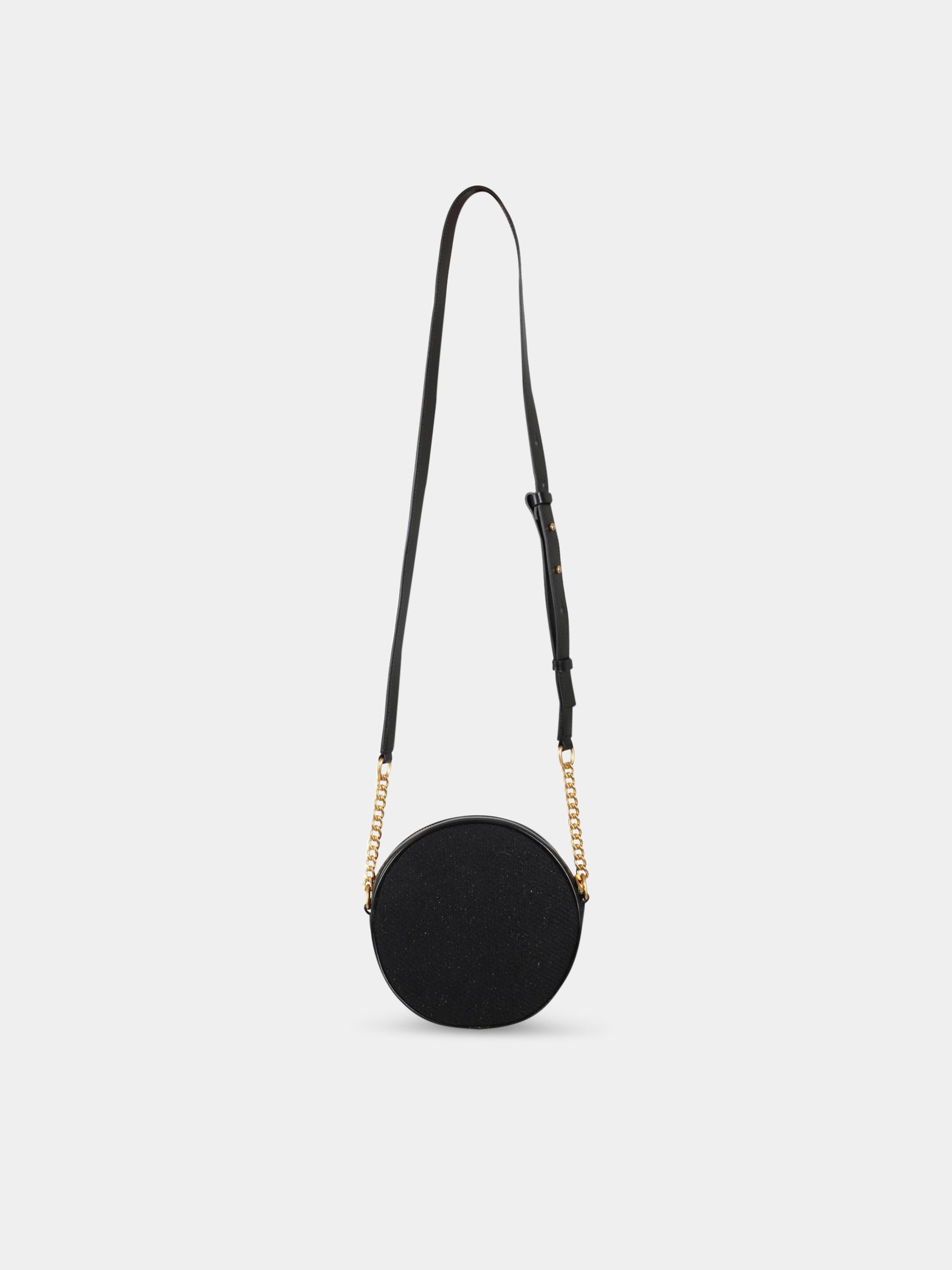 Borsa nera per bambina con logo metallizzato,Balmain Kids,BS0A48 I0138 930