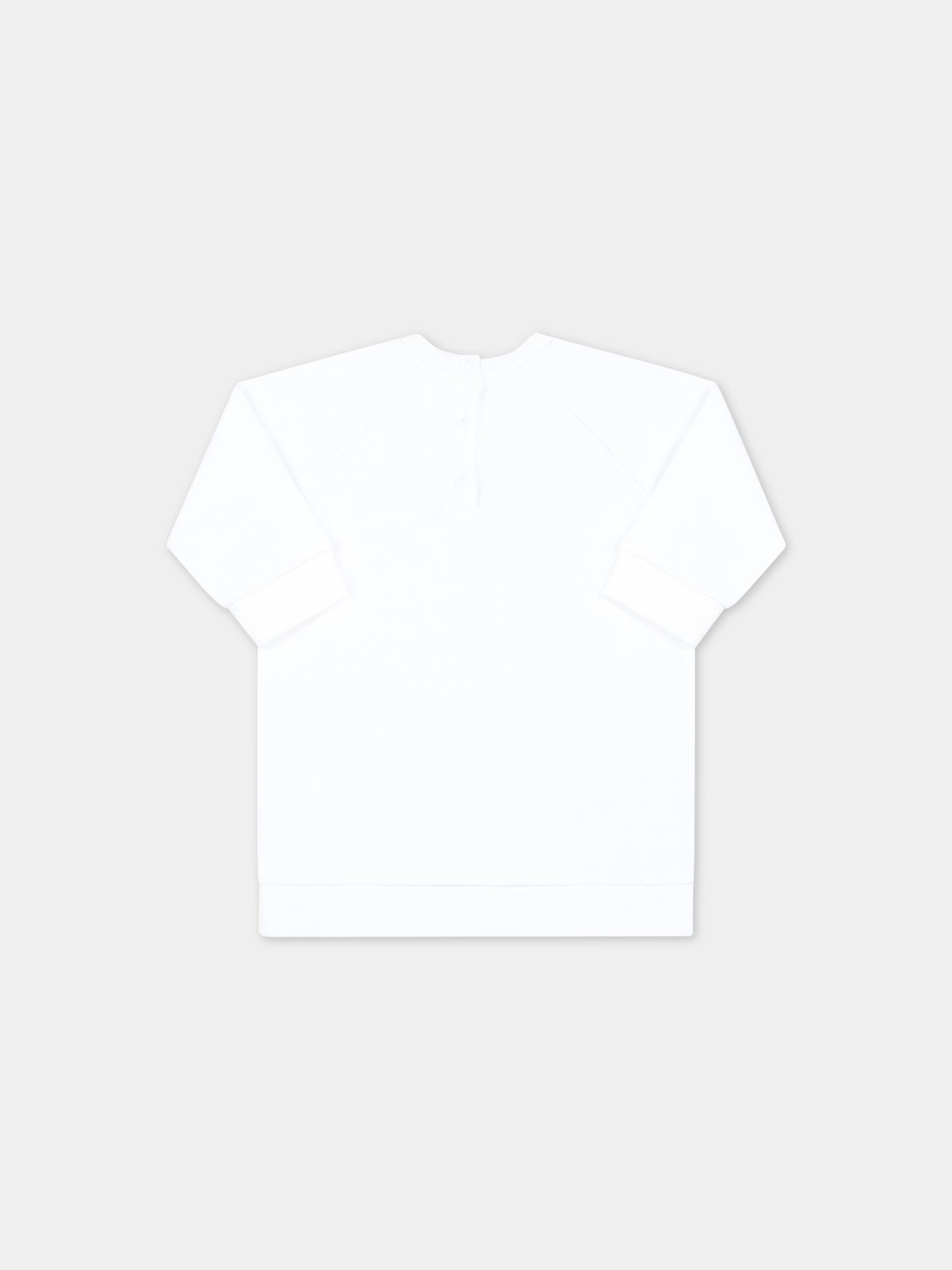 Vestito bianco per neonata con logo dorato,Balmain Kids,BS1000 Z0001 100OR