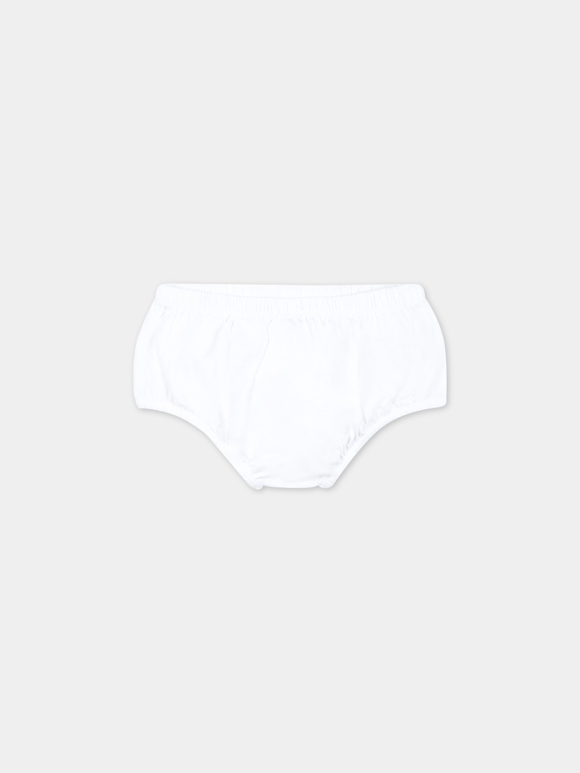 Vestito bianco per neonata con logo dorato,Balmain Kids,BS1000 Z0001 100OR