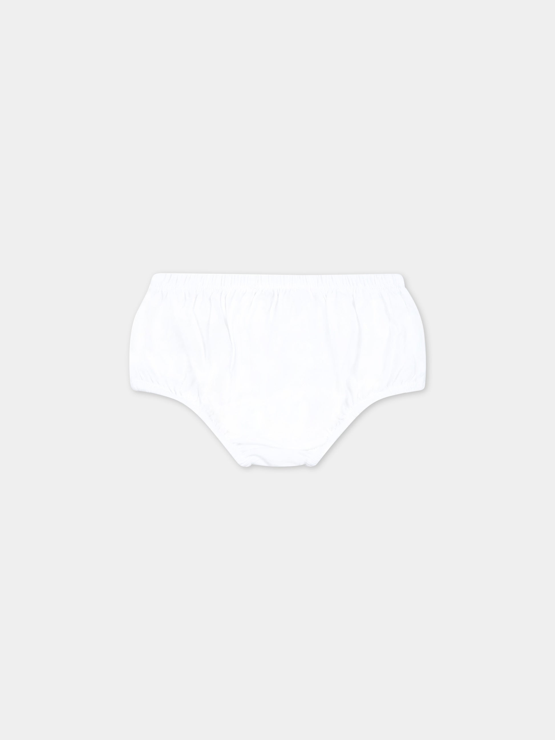 Vestito bianco per neonata con logo dorato,Balmain Kids,BS1000 Z0001 100OR