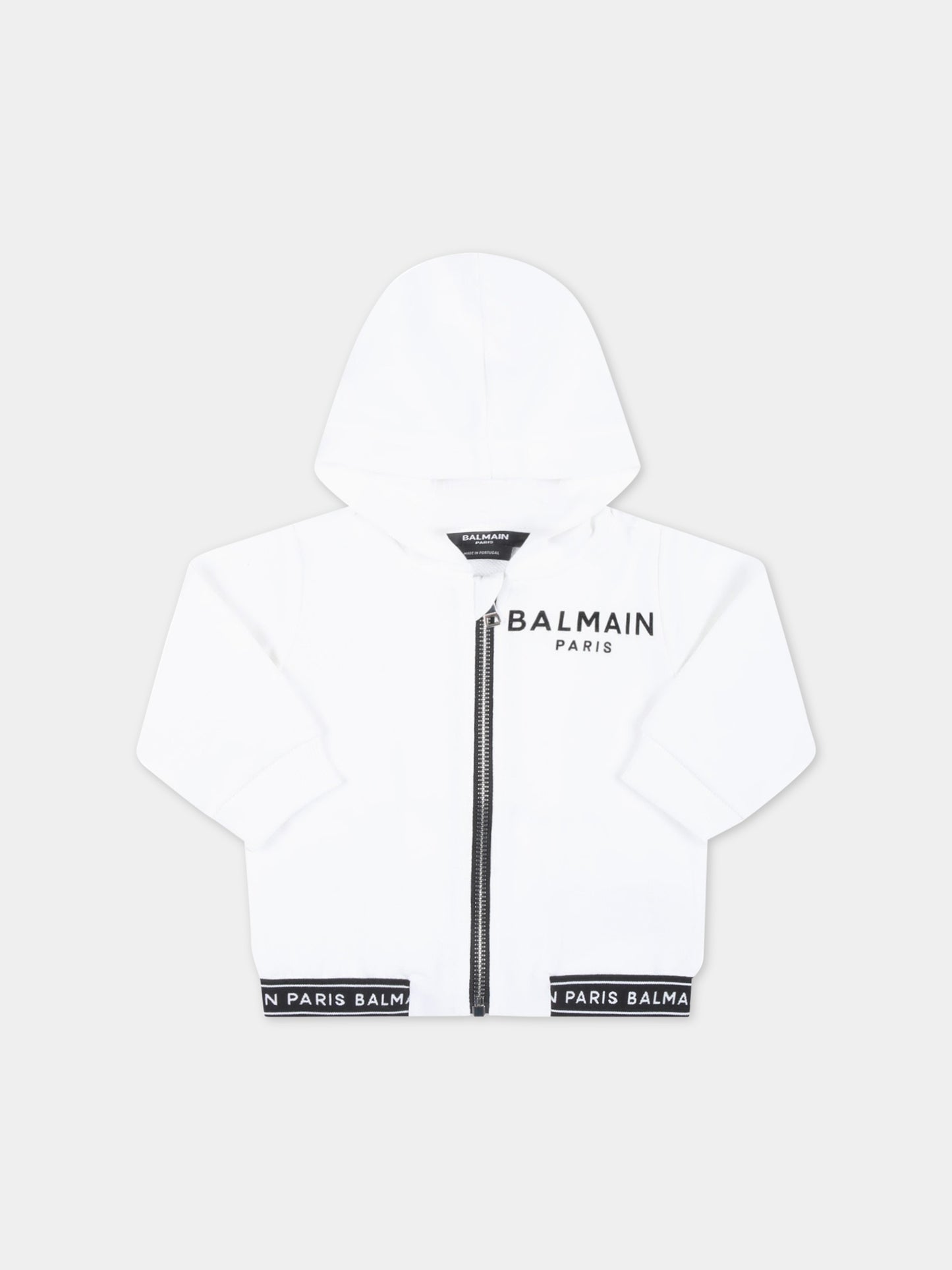 Felpa bianca per neonato con logo nero,Balmain Kids,BS4530 Z0081 100NE