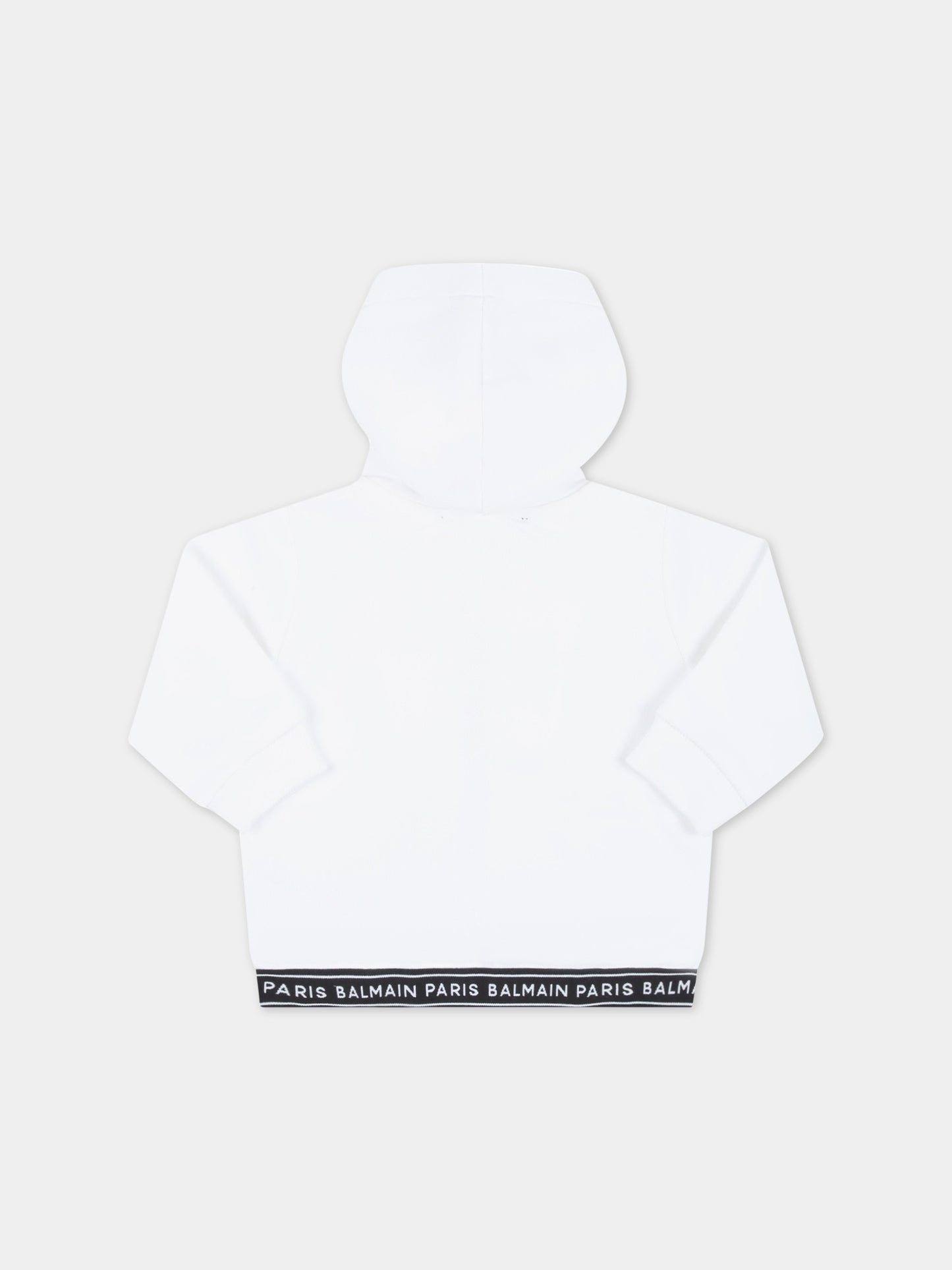 Felpa bianca per neonato con logo nero,Balmain Kids,BS4530 Z0081 100NE