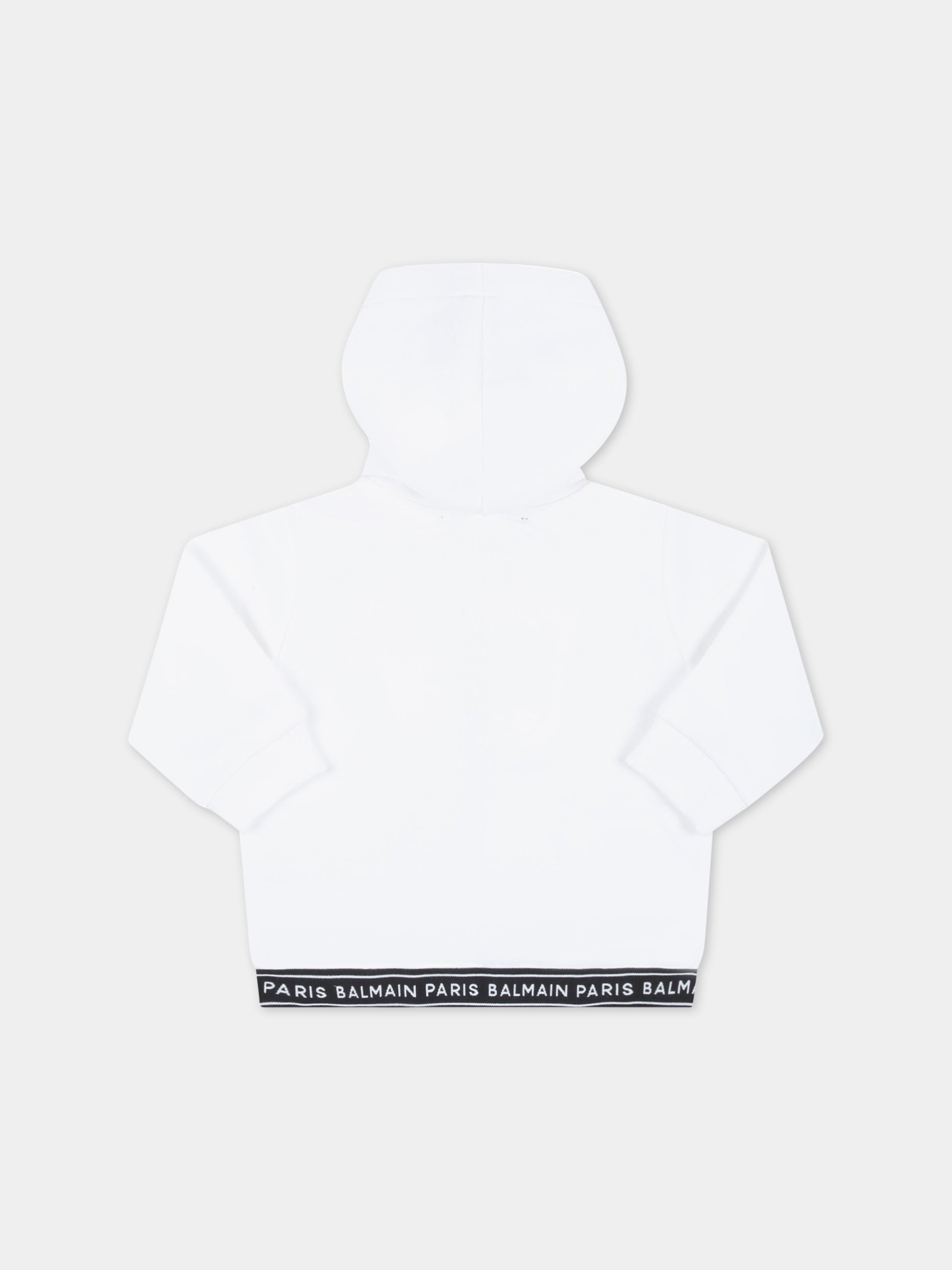 Felpa bianca per neonato con logo nero,Balmain Kids,BS4530 Z0081 100NE