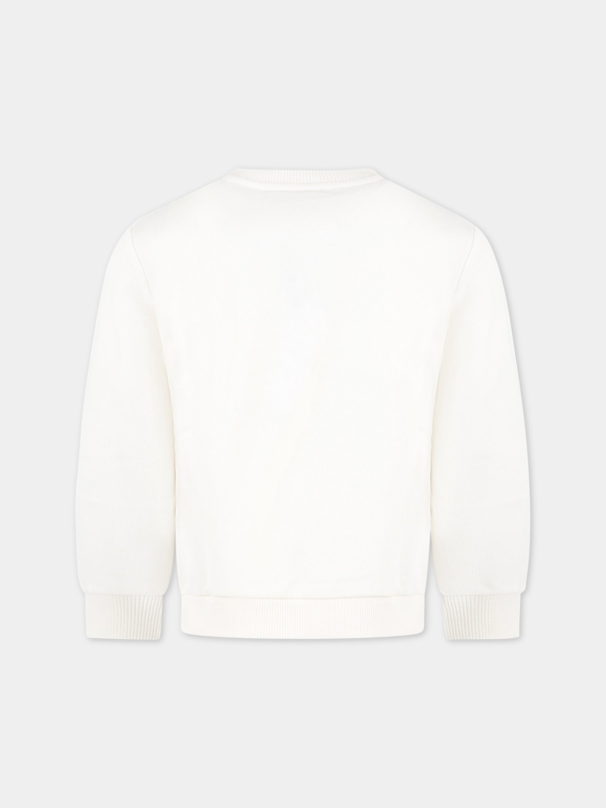 Felpa bianca per bambina con logo dorato,Balmain Kids,BS4A00 Z0001 102