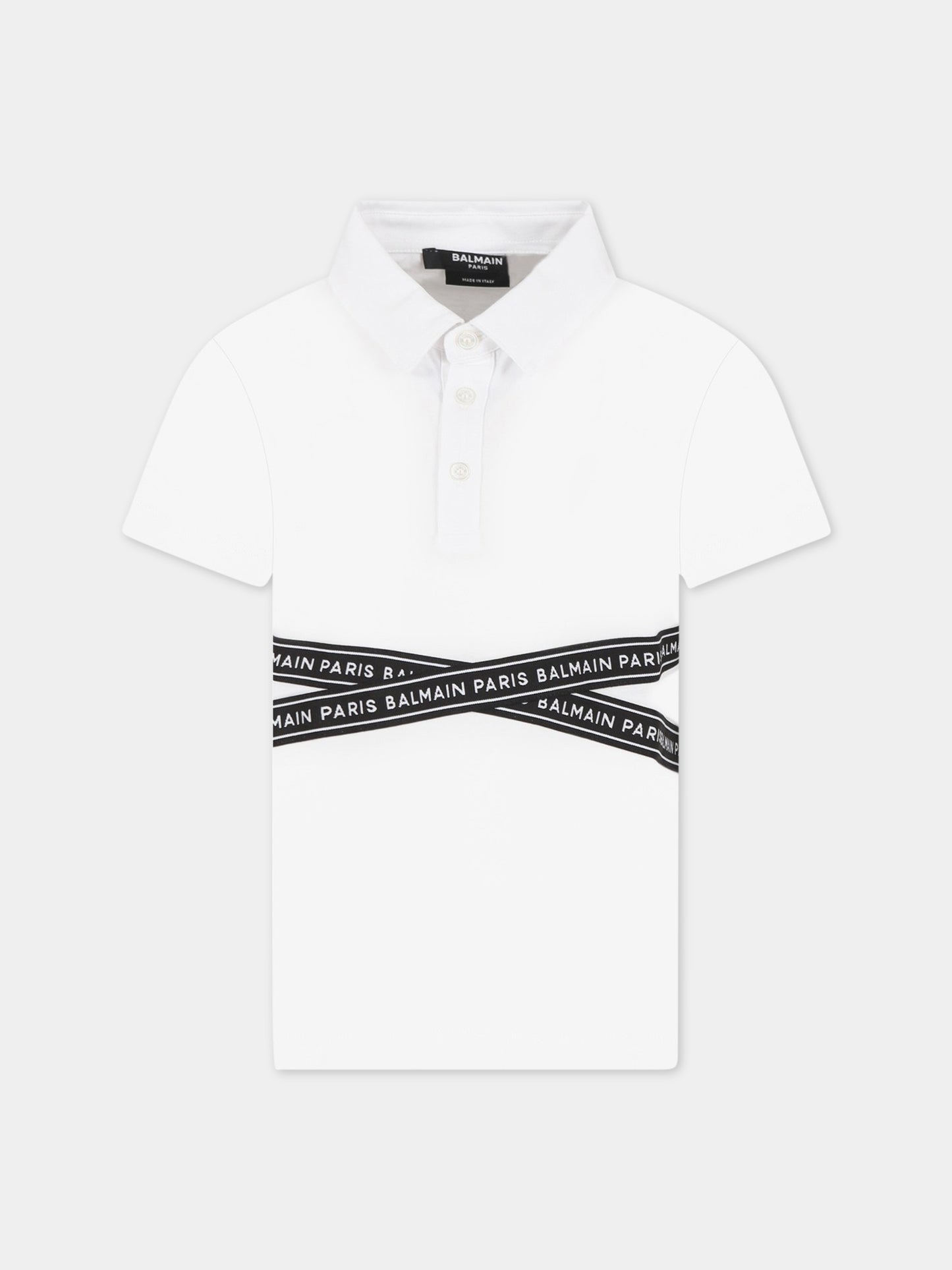 Camicia bianca per bambino con logo,Balmain Kids,BS8P91 J0177 100