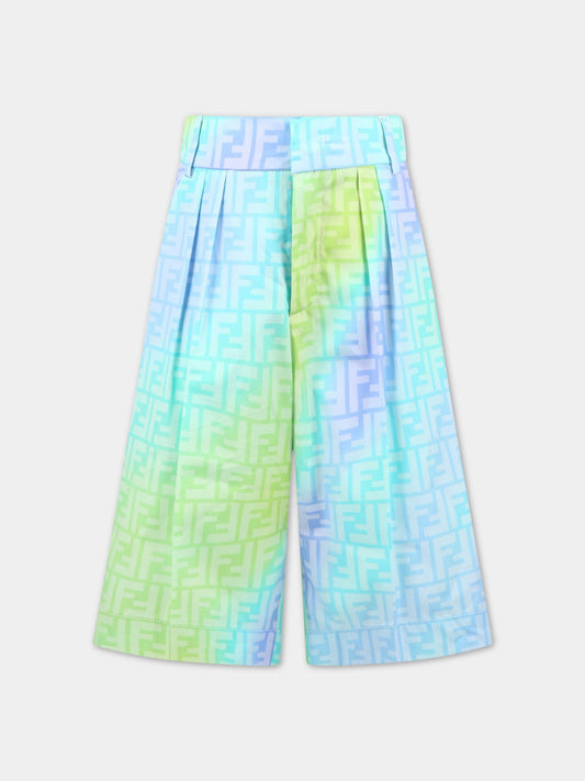 Bermuda multicolor per bambino con FF,Fendi Kids,JUF081 ALOE F1JDE