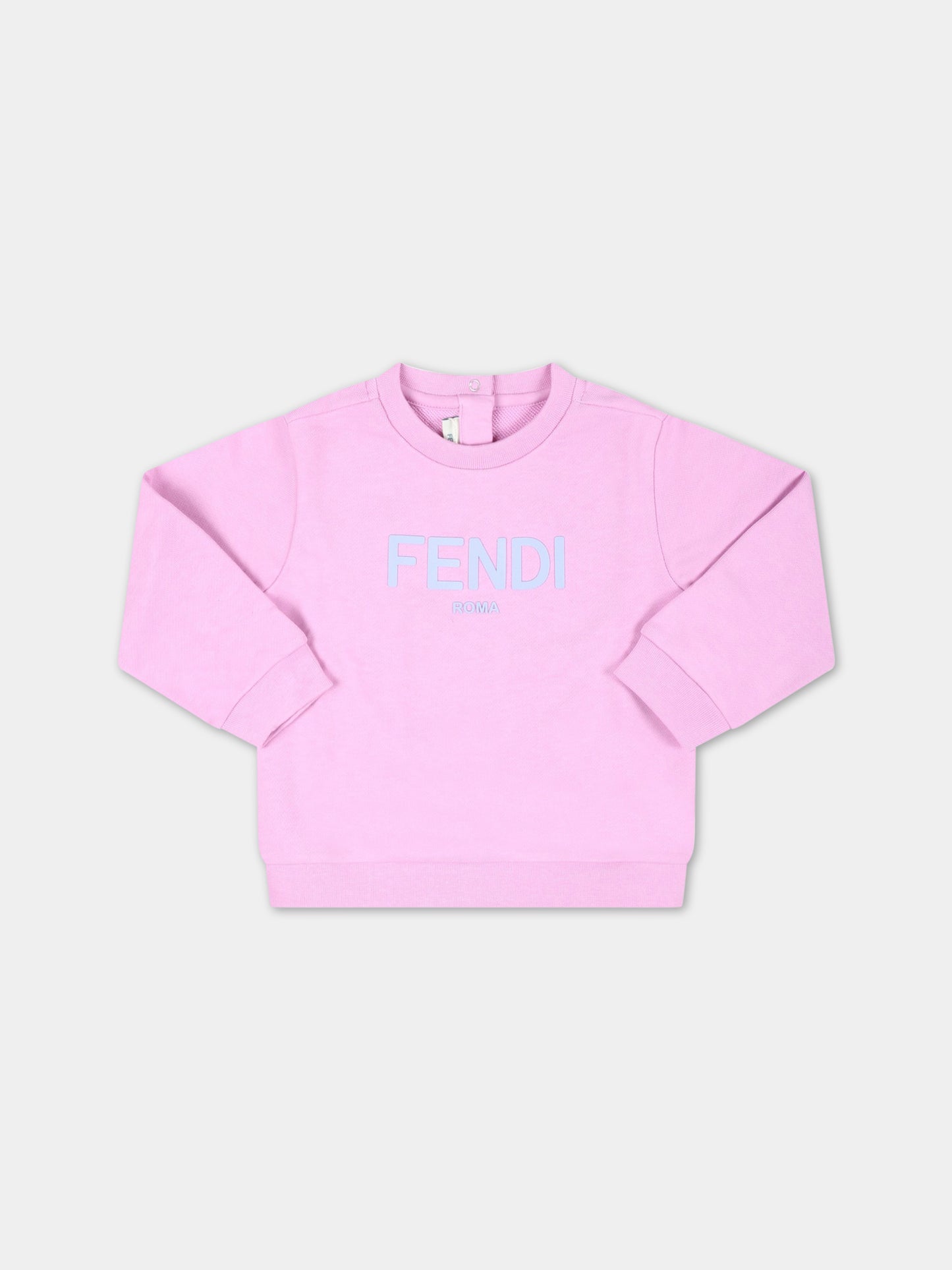 Felpa fucsia per neonata con logo celeste,Fendi Kids,BUH054 5V0 F10WJ