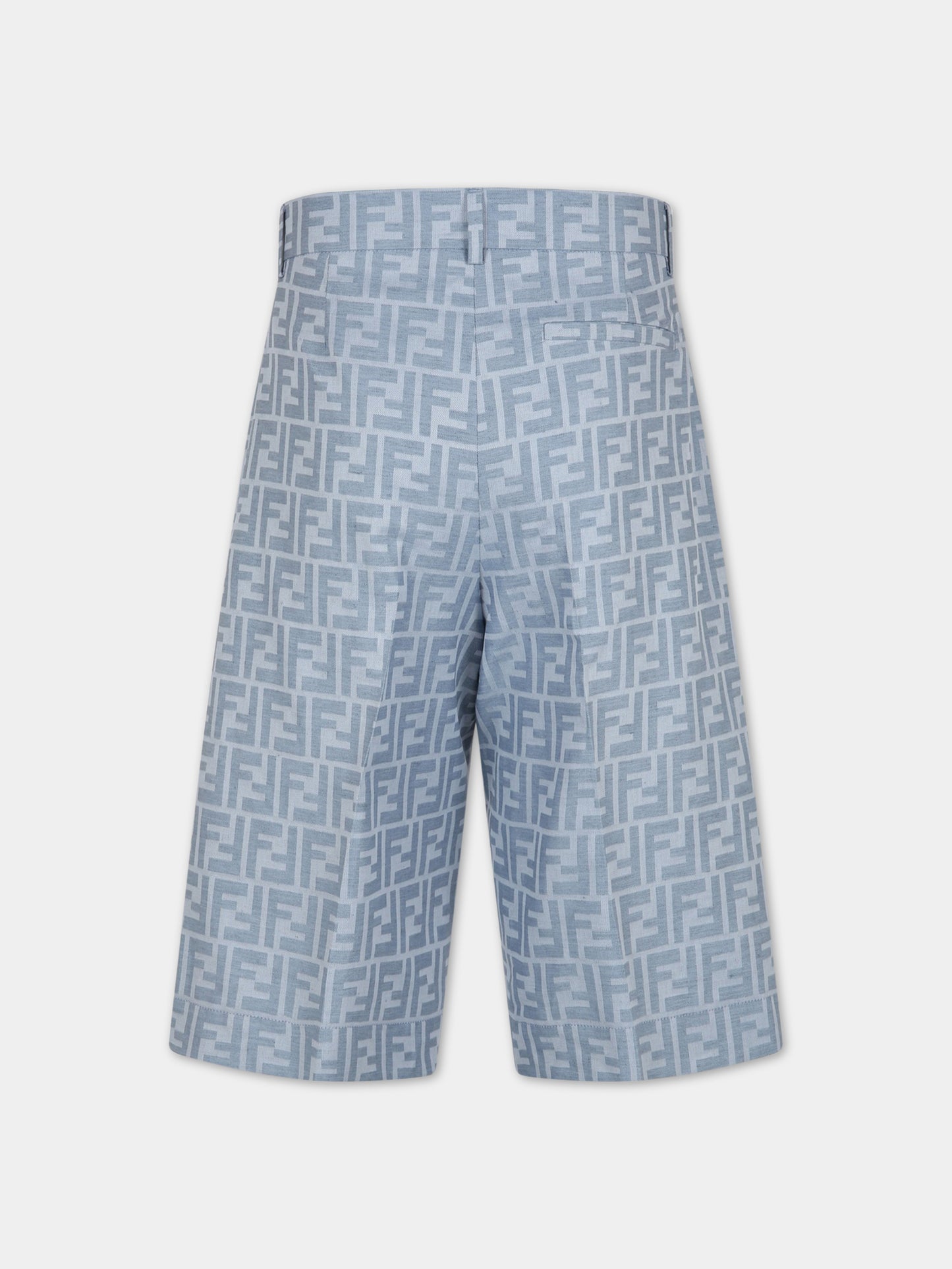 Bermuda azzurri per bambino con FF,Fendi Kids,JMF421 AMH9 F1JKV