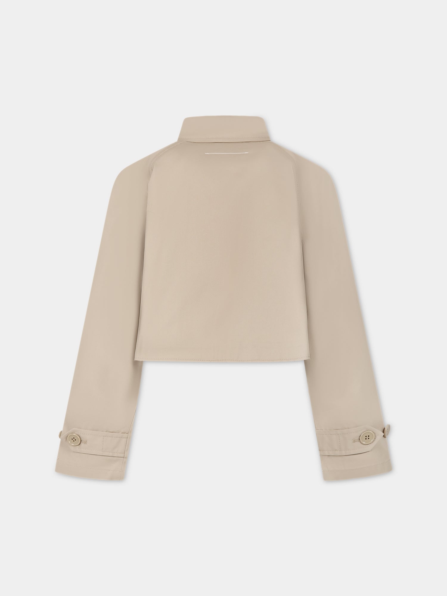 Giacca beige per bambina con logo ricamato,Mm6 Maison Margiela,M60283 MM036 M6703