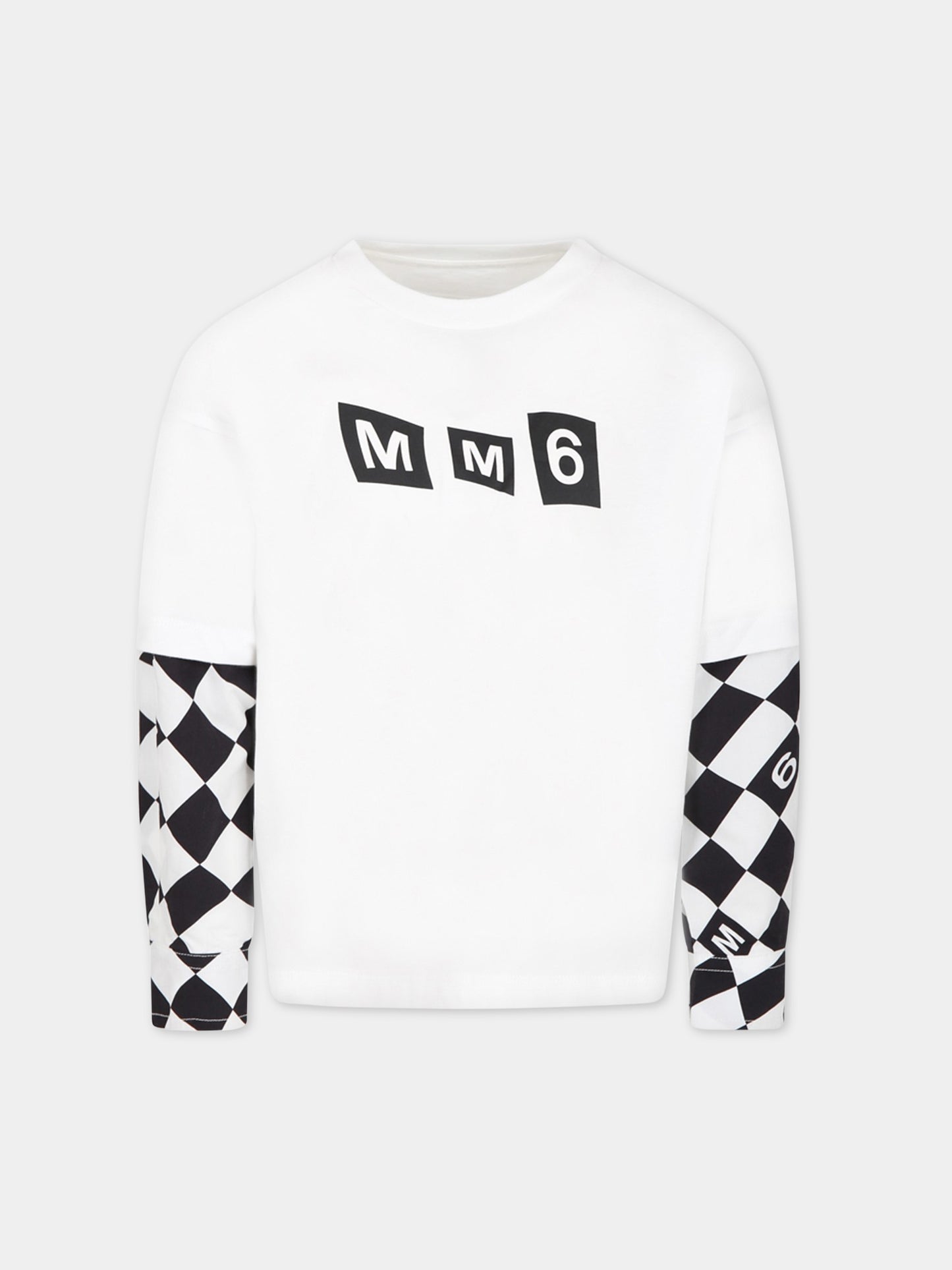 T-shirt bianca per bambino con logo,Mm6 Maison Margiela,M60308 MM022 M6100