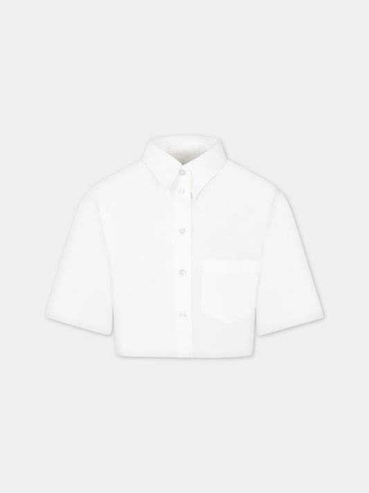 Camicia bianca per bambina con logo,Mm6 Maison Margiela,M60297 MM014 M6100