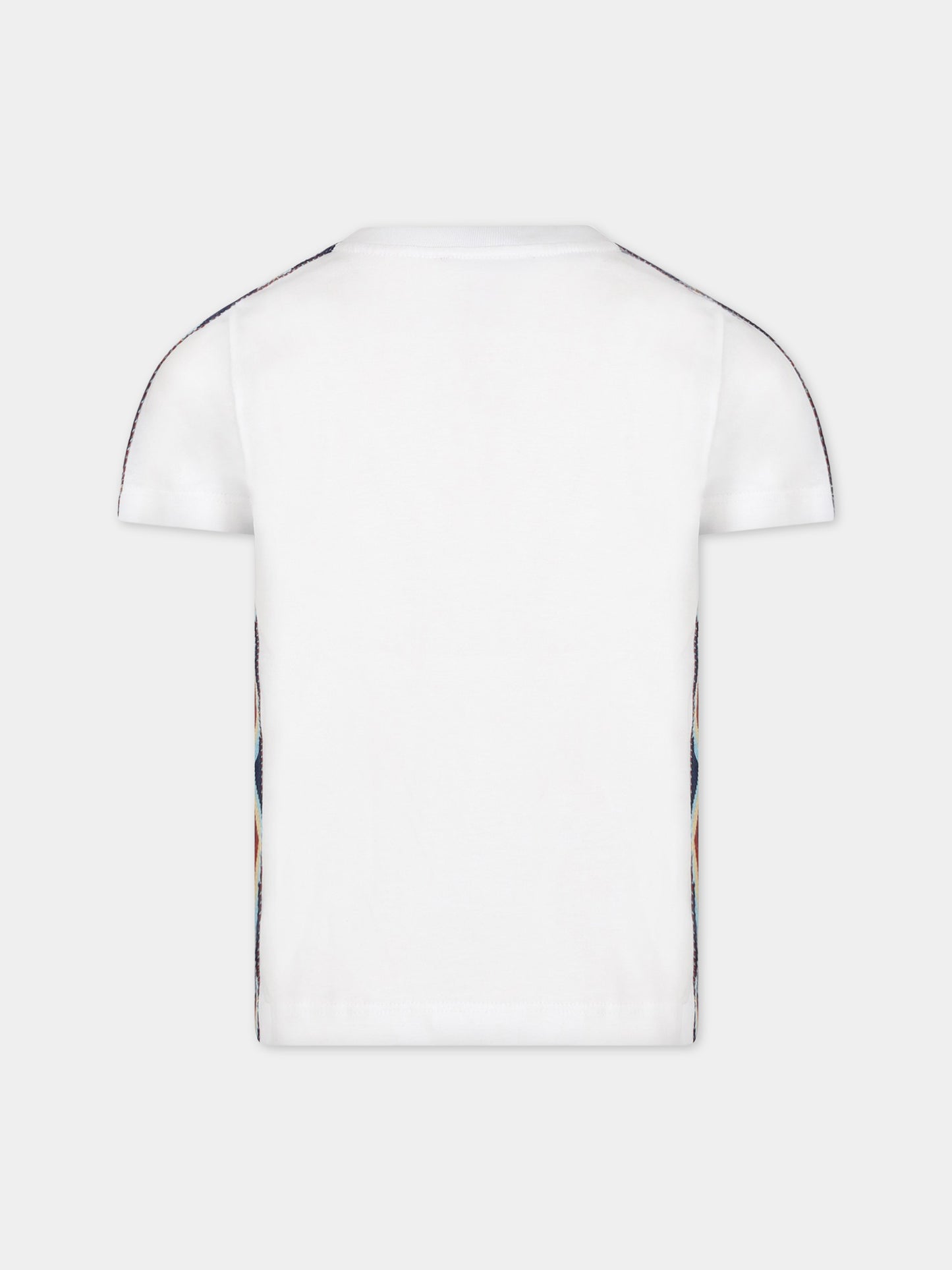 T-shirt bianco per bambini con logo e iconico motivo chevron,Missoni,MS8P91 J0177 100MC