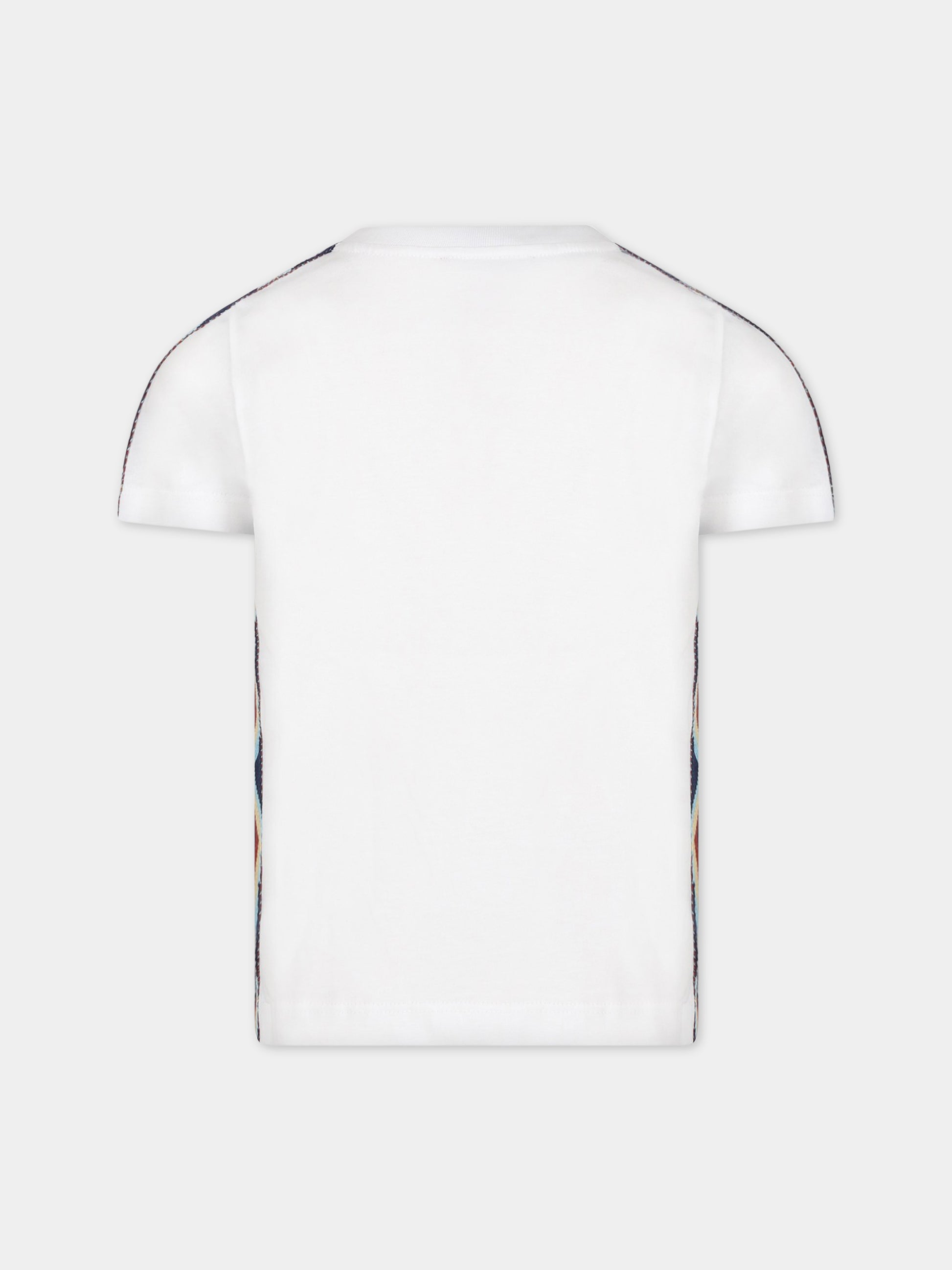 T-shirt bianco per bambini con logo e iconico motivo chevron,Missoni,MS8P91 J0177 100MC