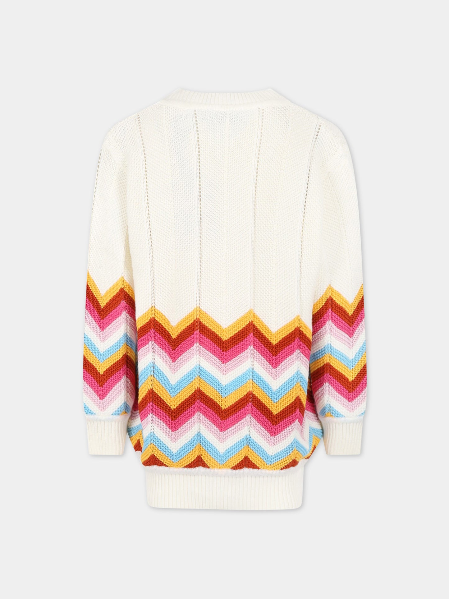 Cardigan bianco per bambina con motivo a chevron,Missoni,MS9P20-X0018 100MC