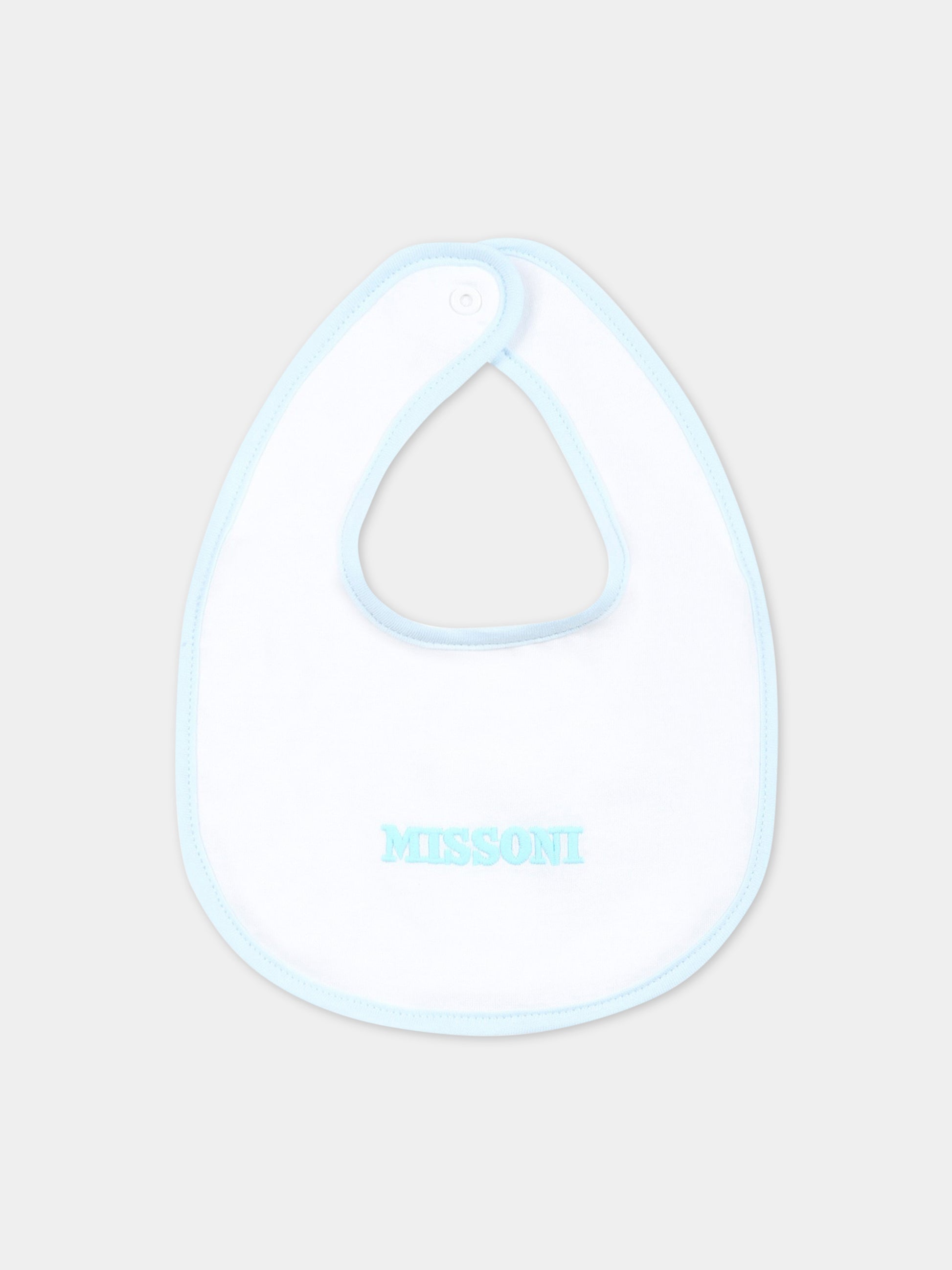 Set bianco per neonato con logo celeste,Missoni,MSB019 J0177 100CE