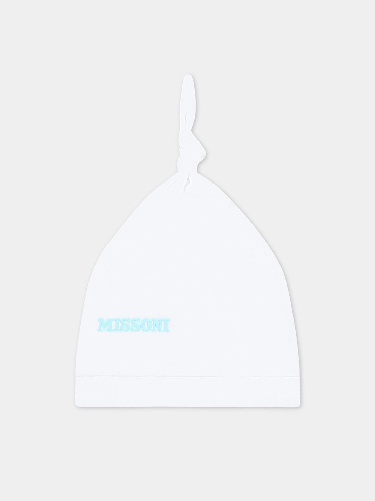 Set bianco per neonato con logo celeste,Missoni,MSB019 J0177 100CE