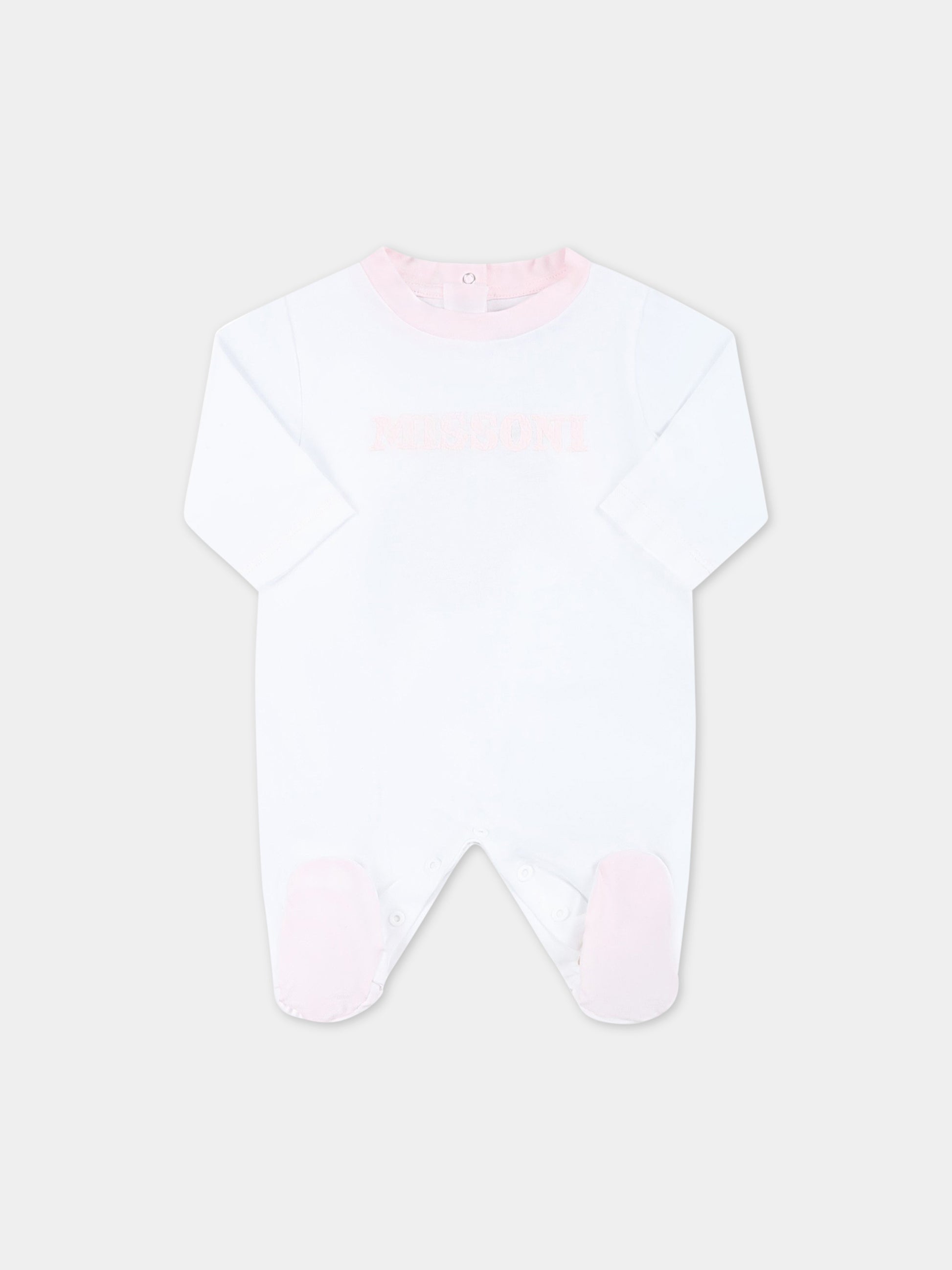 Set bianco per neonata con logo rosa,Missoni,MSB019 J0177 100RS