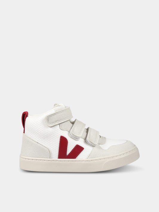 Sneakers bianche per bambino con logo rosso,Veja,DV1703244C