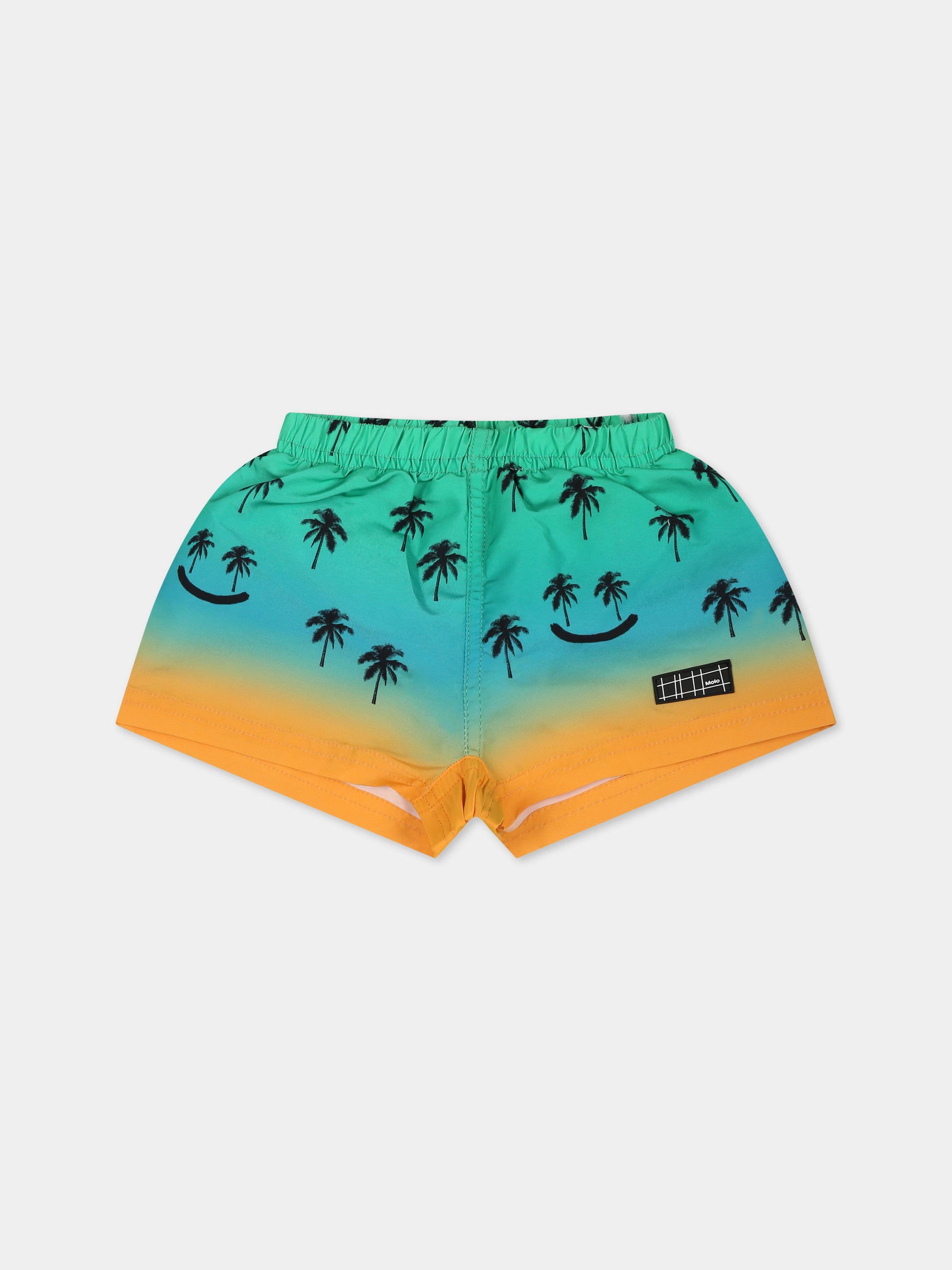 Boxer-mare verde per neonato con palme e logo,Molo,8S23P401 7913