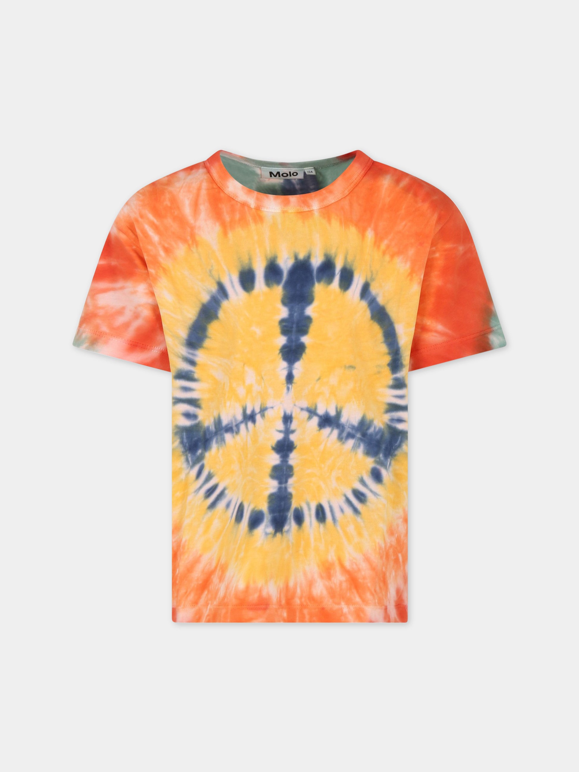 T-shirt multicolor per bambino con simbolo della pace,Molo,6S23A209 7951