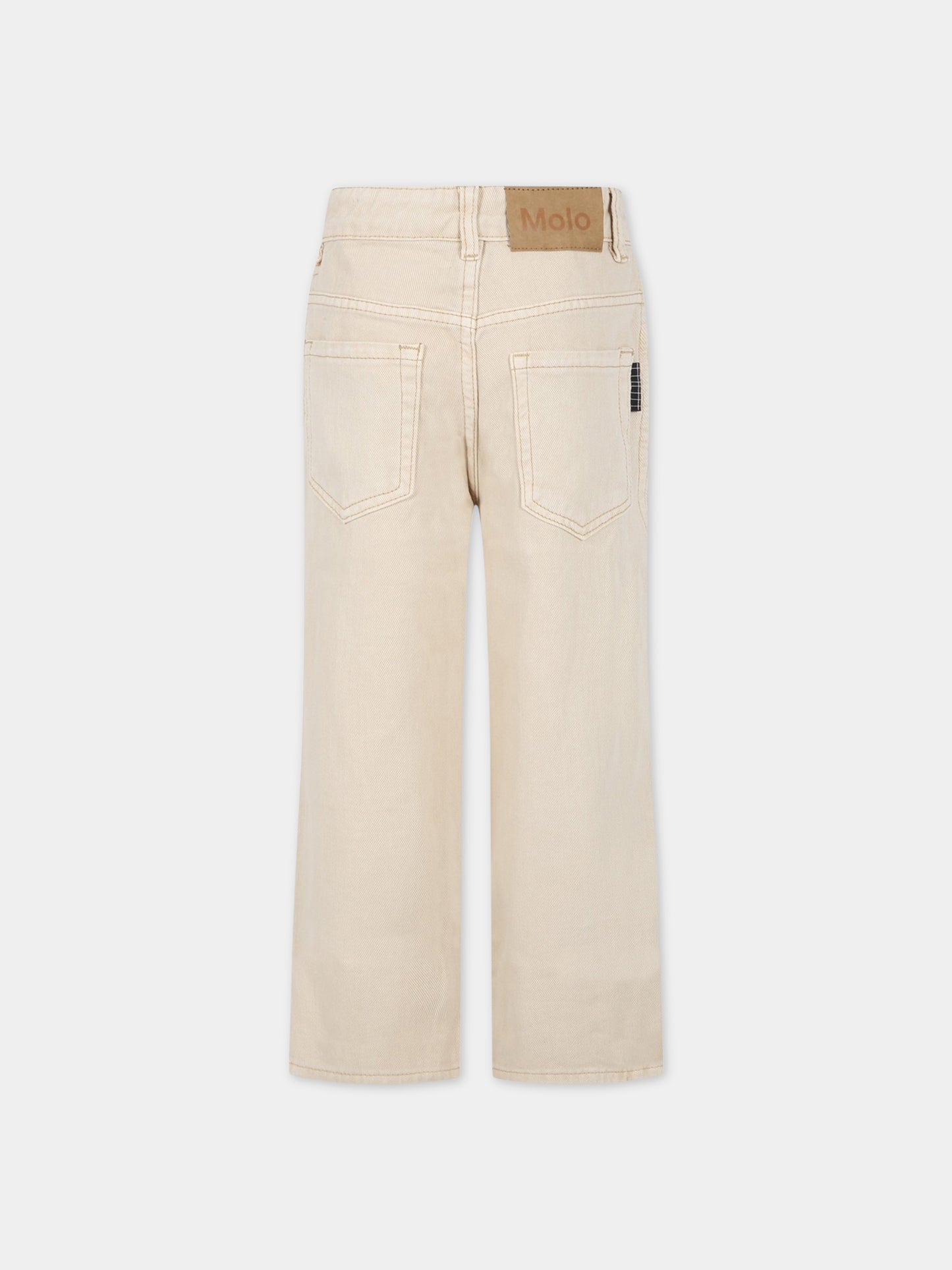 Jeans beige per bambino con logo,Molo,6S23I103 8697
