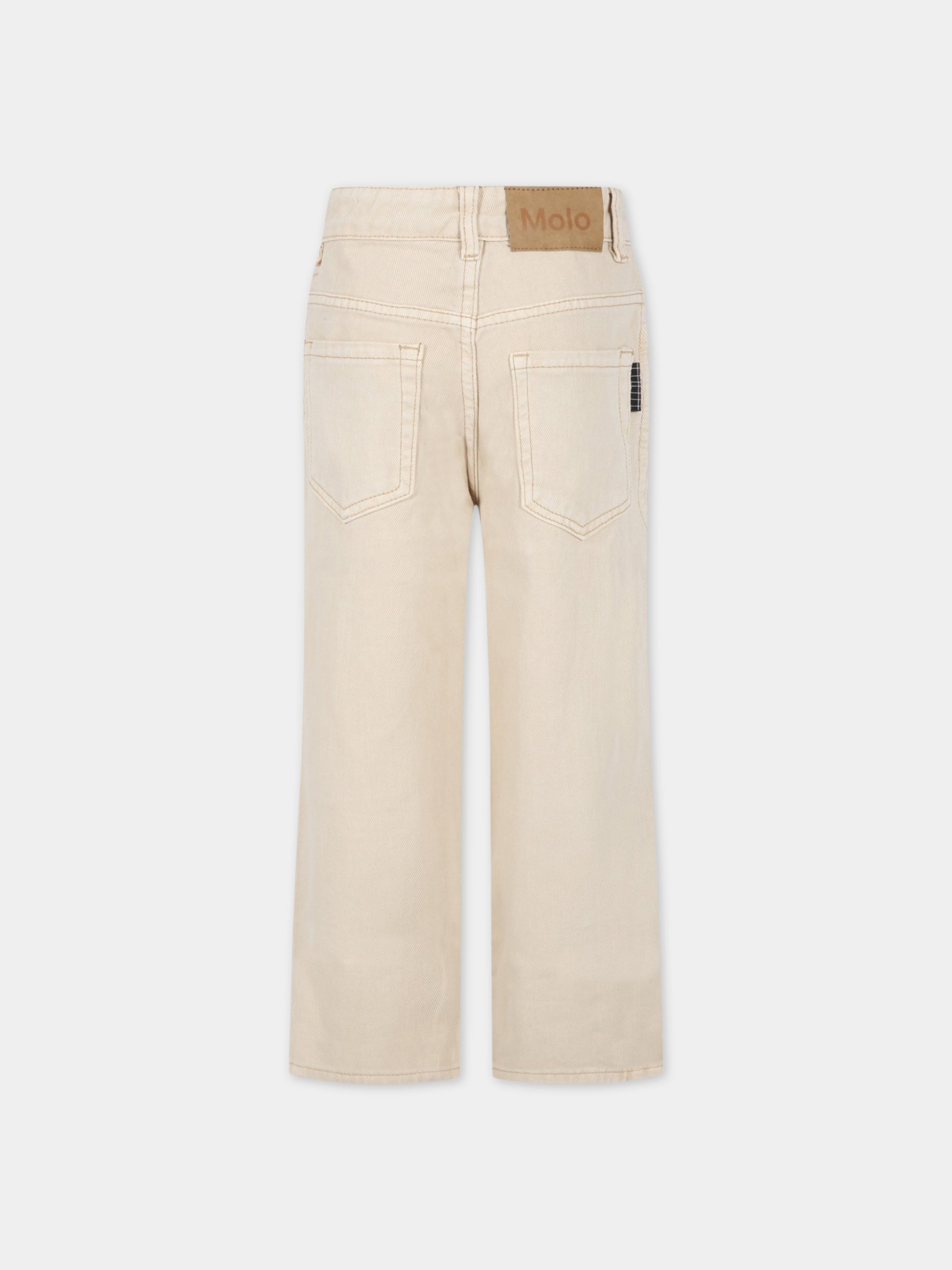 Jeans beige per bambino con logo,Molo,6S23I103 8697