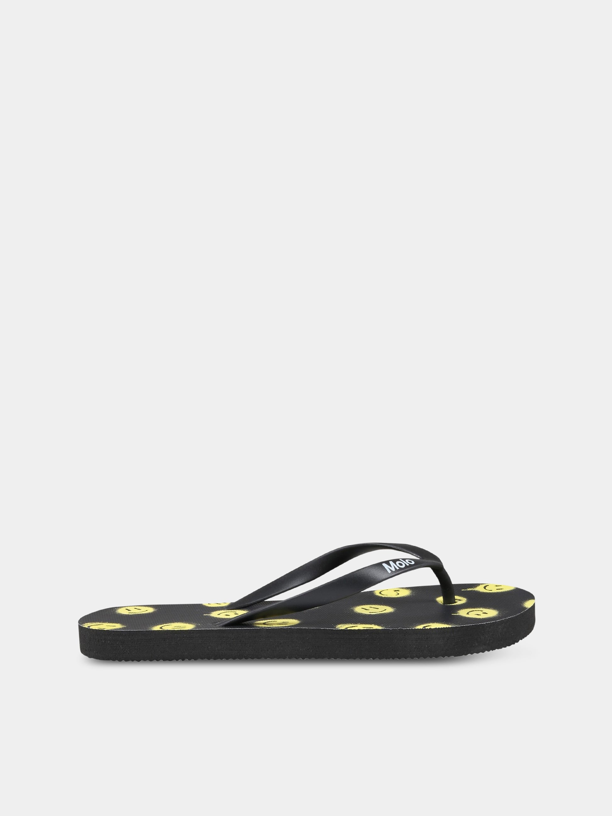 Infradito nere per bambino con smile e logo,Molo,7S23U201 6708