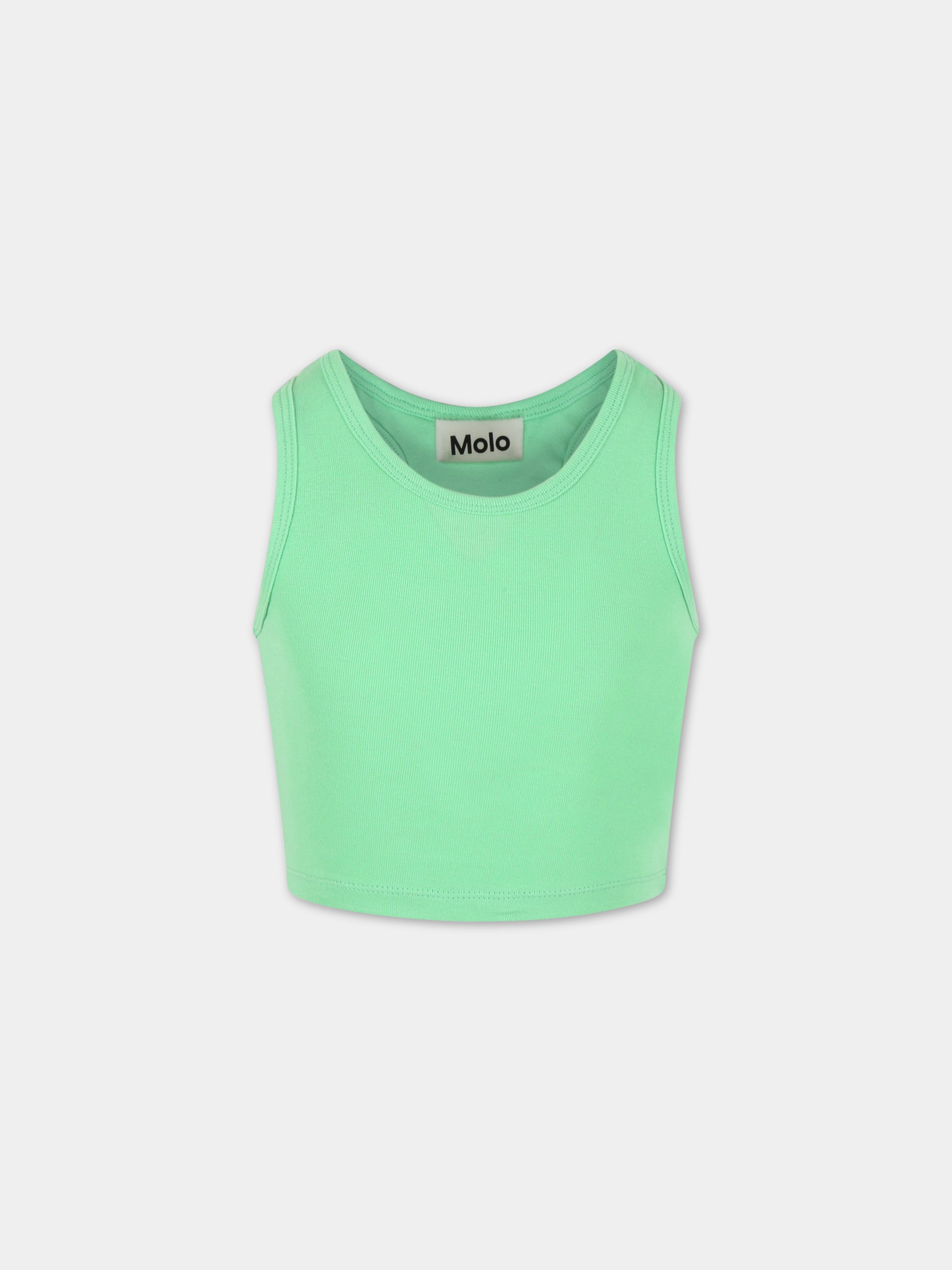 Canotta verde per bambina con patch logato,Molo,2S23A112 8713