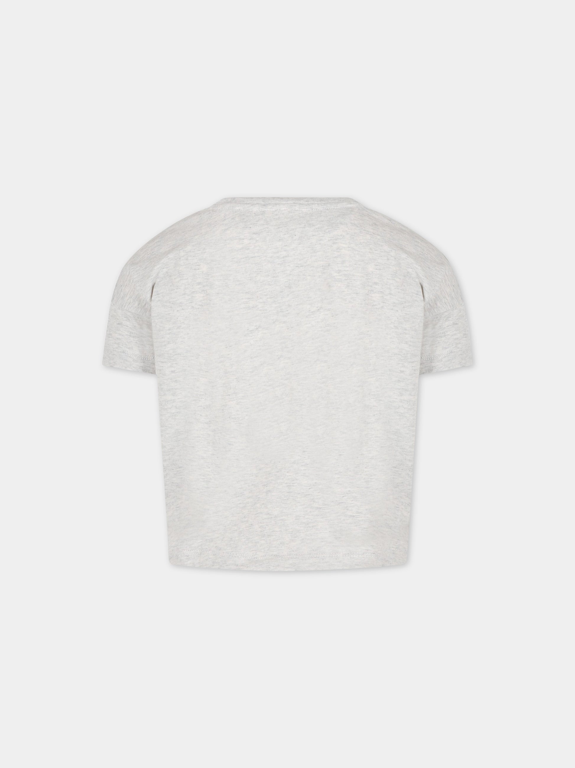 T-shirt grigia per bambina con gatto e logo,Molo,2S23A215 3275