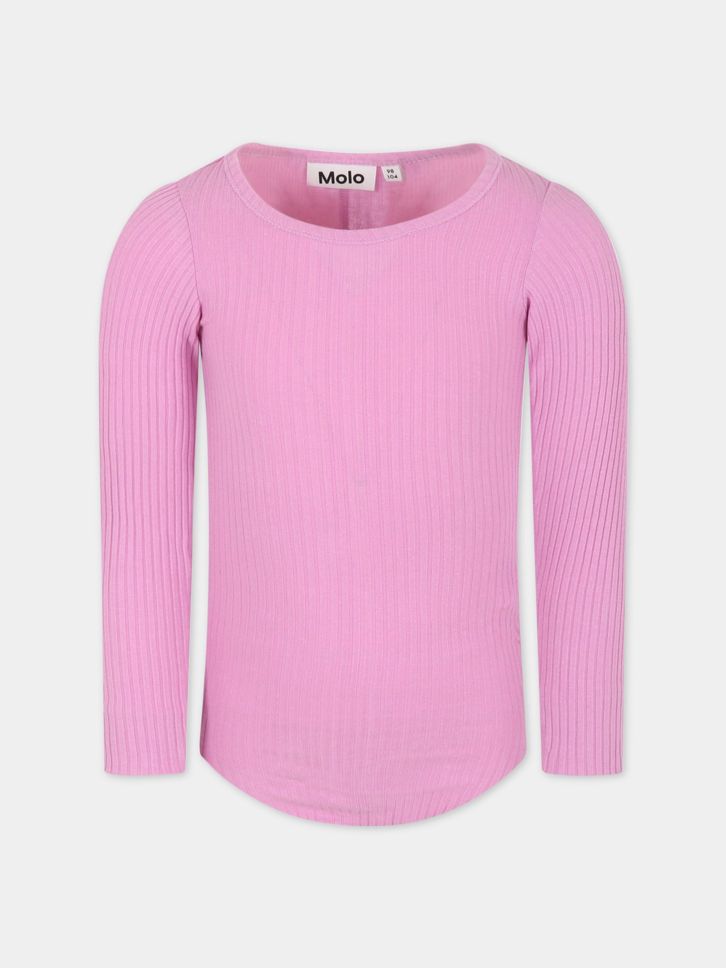 T-shirt rosa per bambina con patch logato,Molo,2S23A401 8706