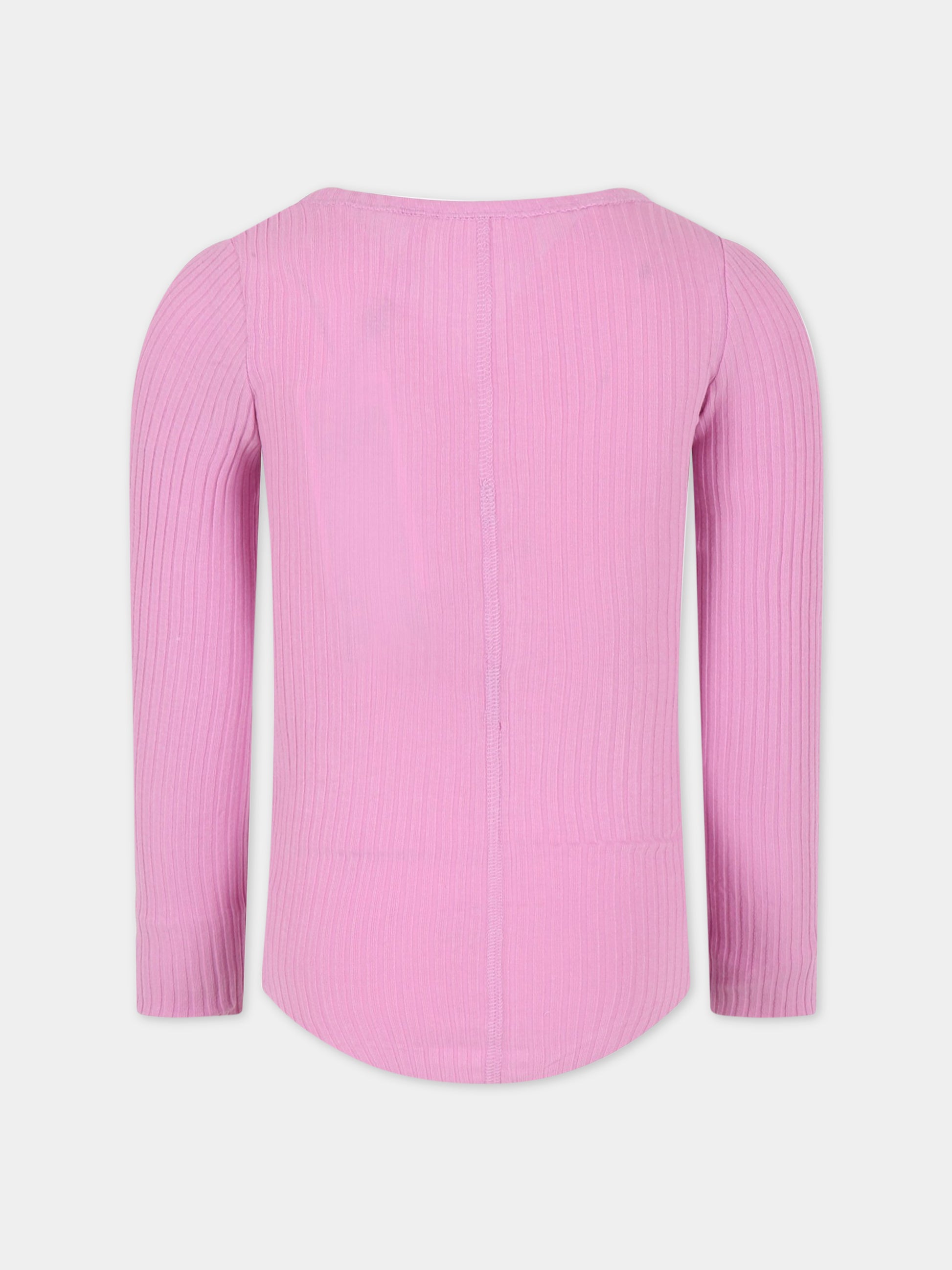 T-shirt rosa per bambina con patch logato,Molo,2S23A401 8706