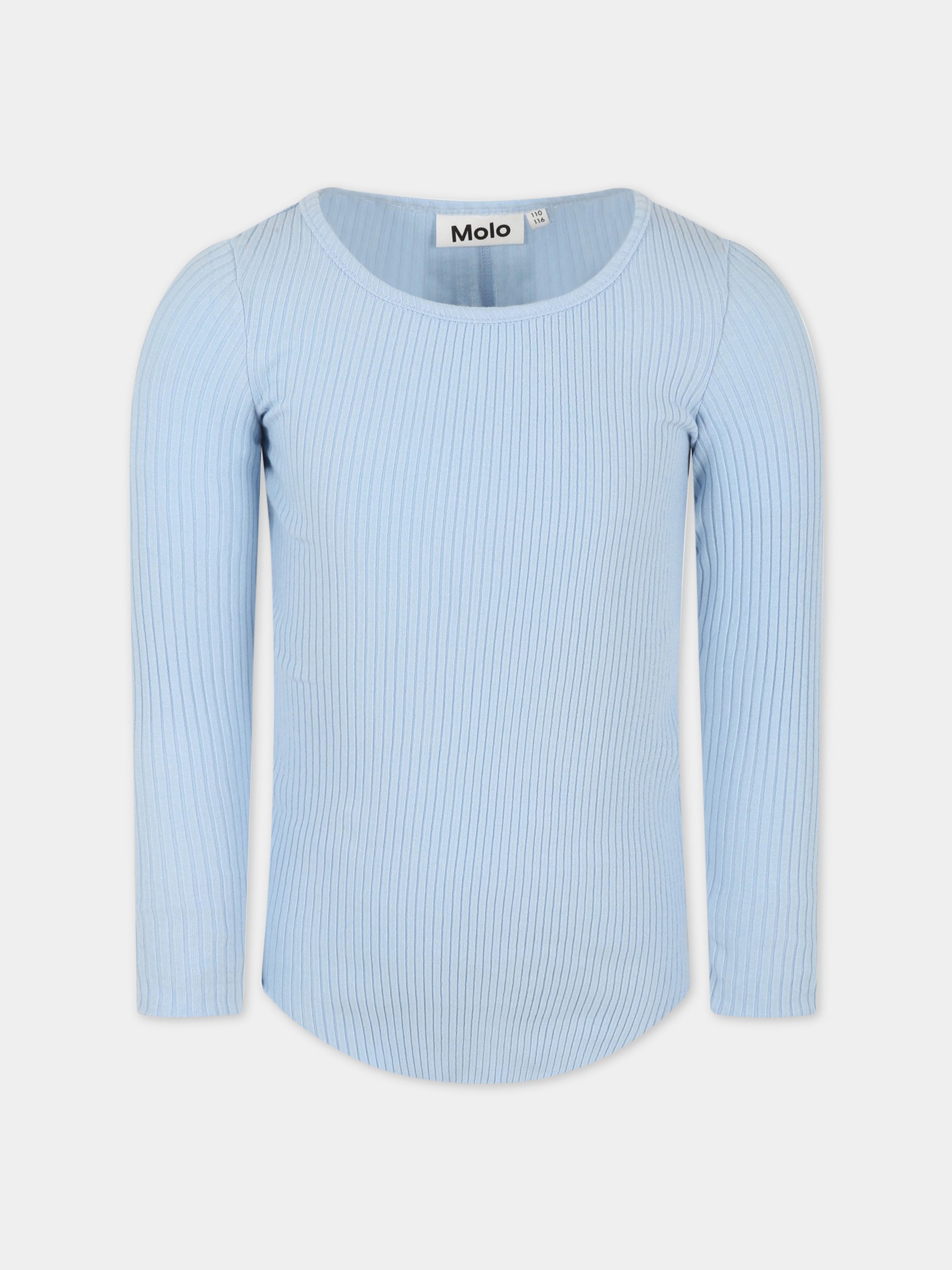 T-shirt celeste per bambina con patch logato,Molo,2S23A401 8691