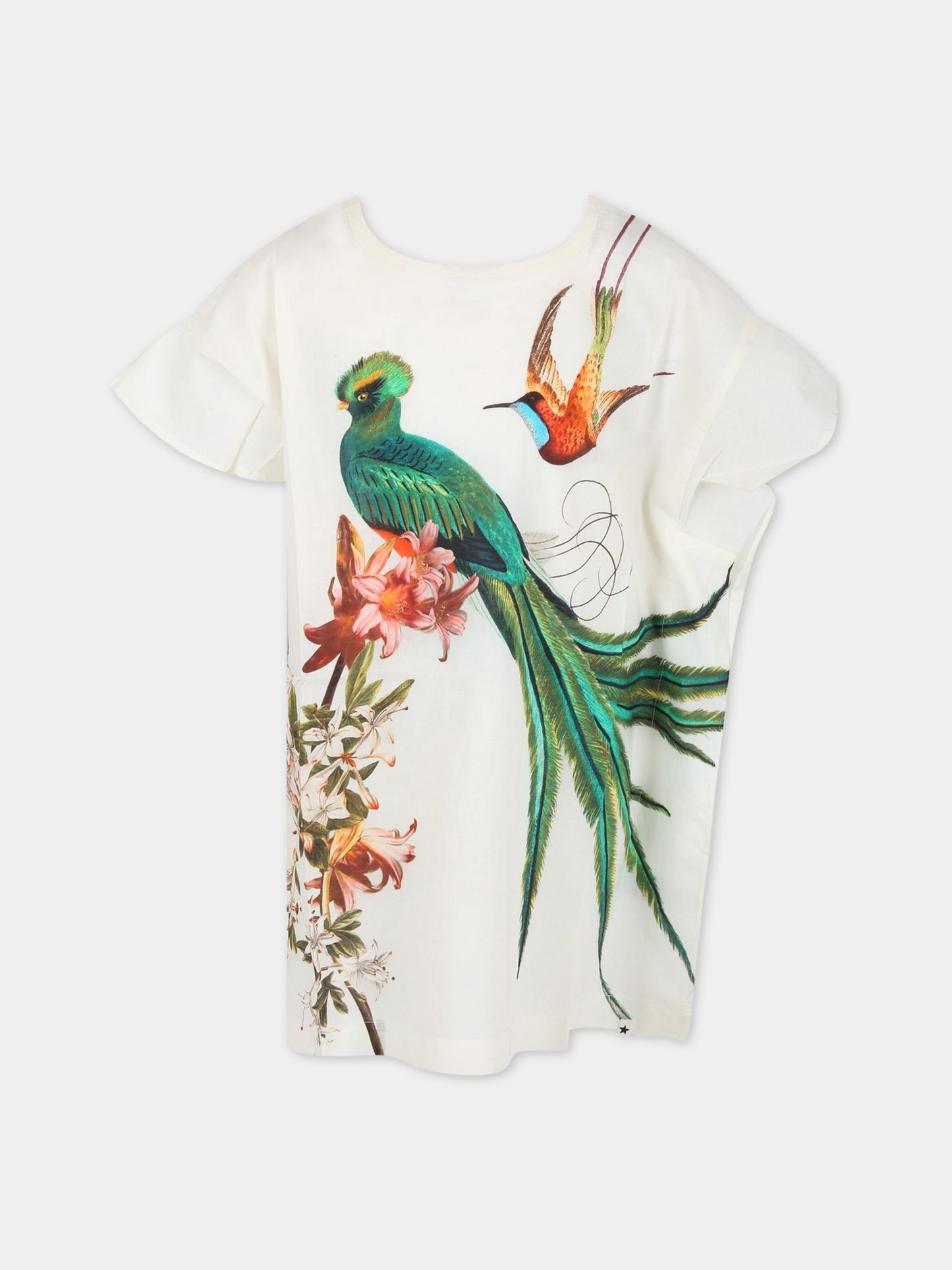 Vestito avorio per bambina con stampa Paradise Bird,Molo,2S23E103 7881