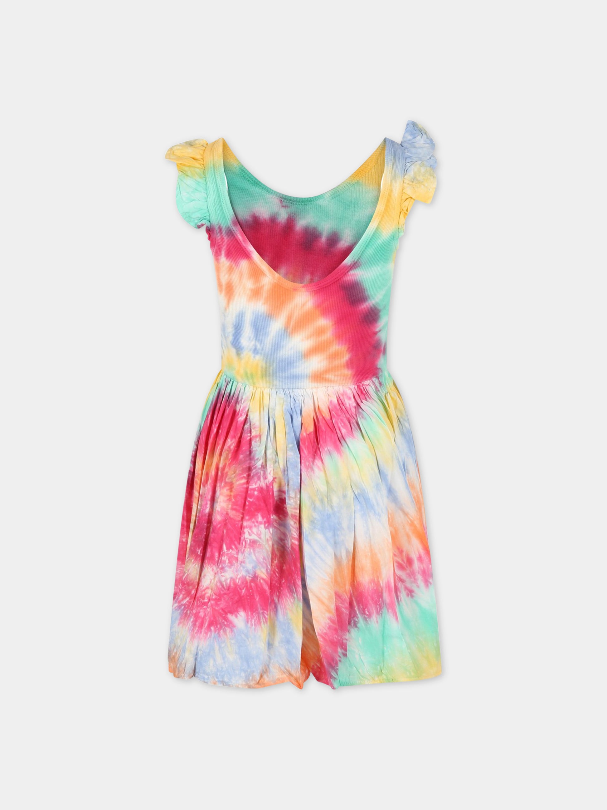 Vestito tie-dye per bambina con patch logato,Molo,2S23E125 6843