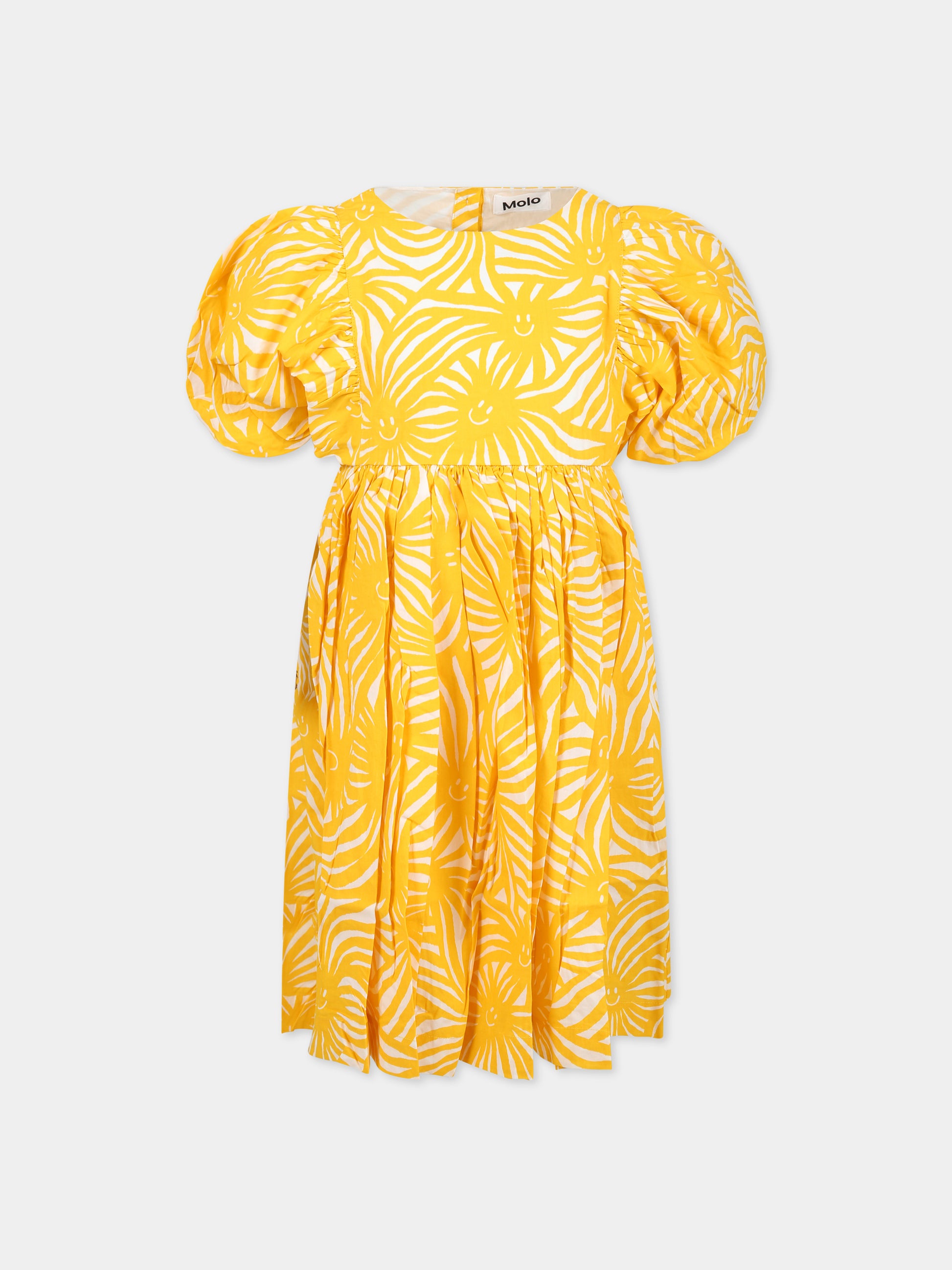 Vestito giallo per bambina con stampa raggi di sole,Molo,2S23E131 6749