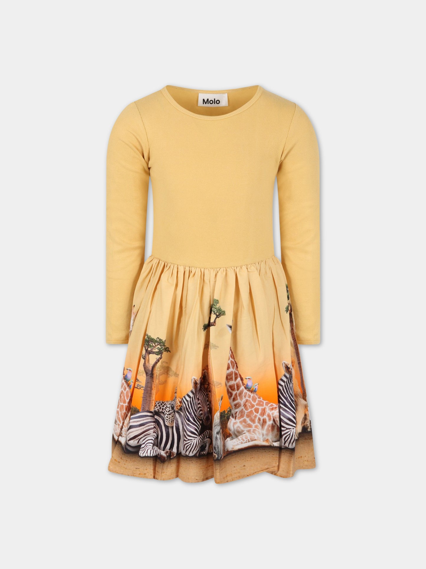 Vestito giallo per bambina con animali della Savana,Molo,2S23E207 3216