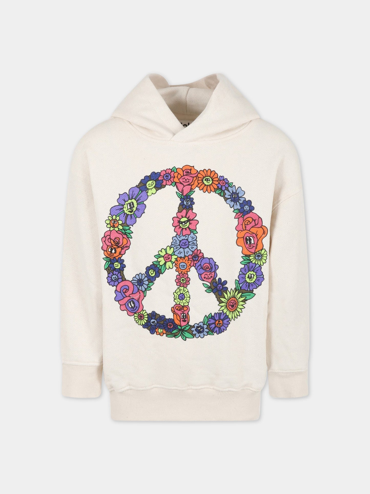 Felpa avorio per bambina con simbolo della pace,Molo,6S23J307 3214