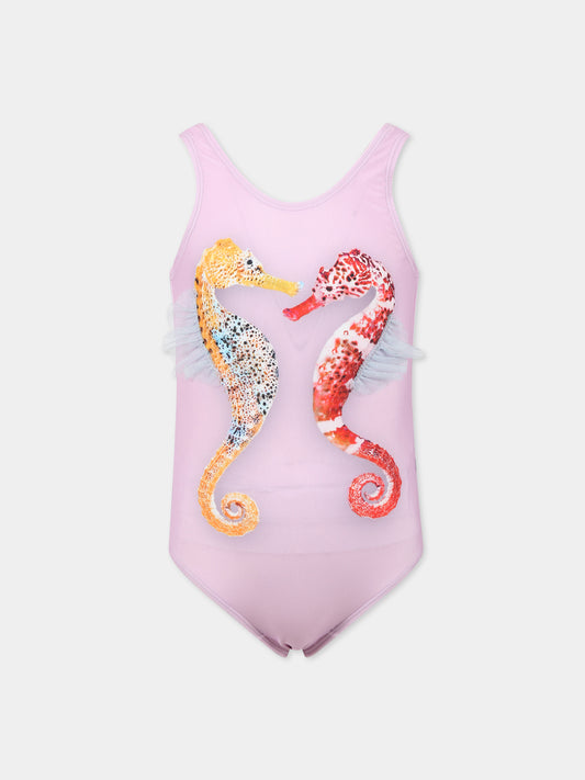 Costume rosa per bambina con cavallucci marini,Molo,8S23P510 7891