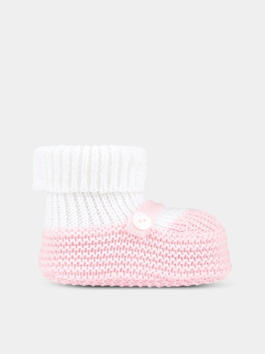 Babbucce multicolor per neonata,Little Bear,6112 BIANCO/ROSA