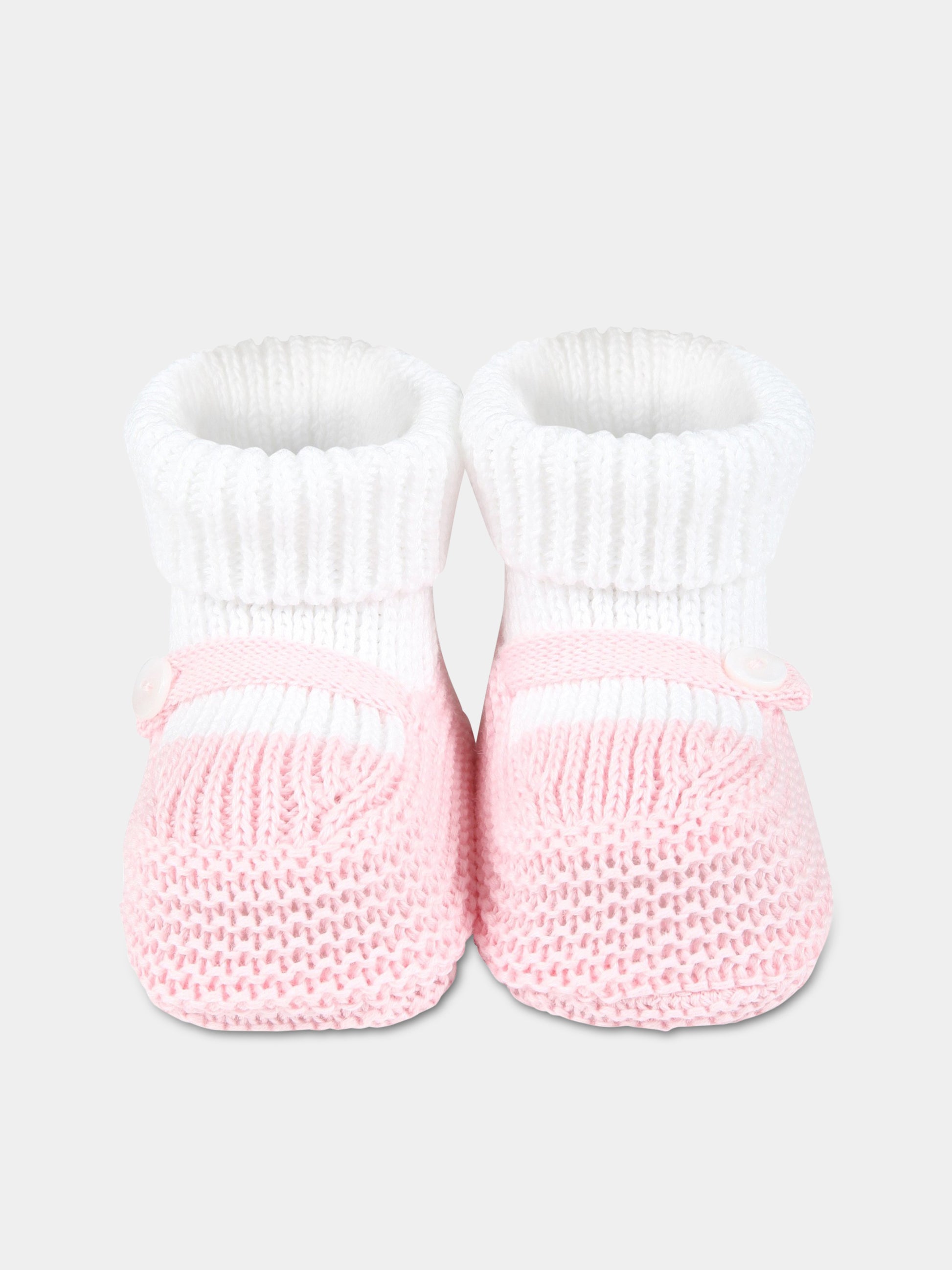 Babbucce multicolor per neonata,Little Bear,6112 BIANCO/ROSA