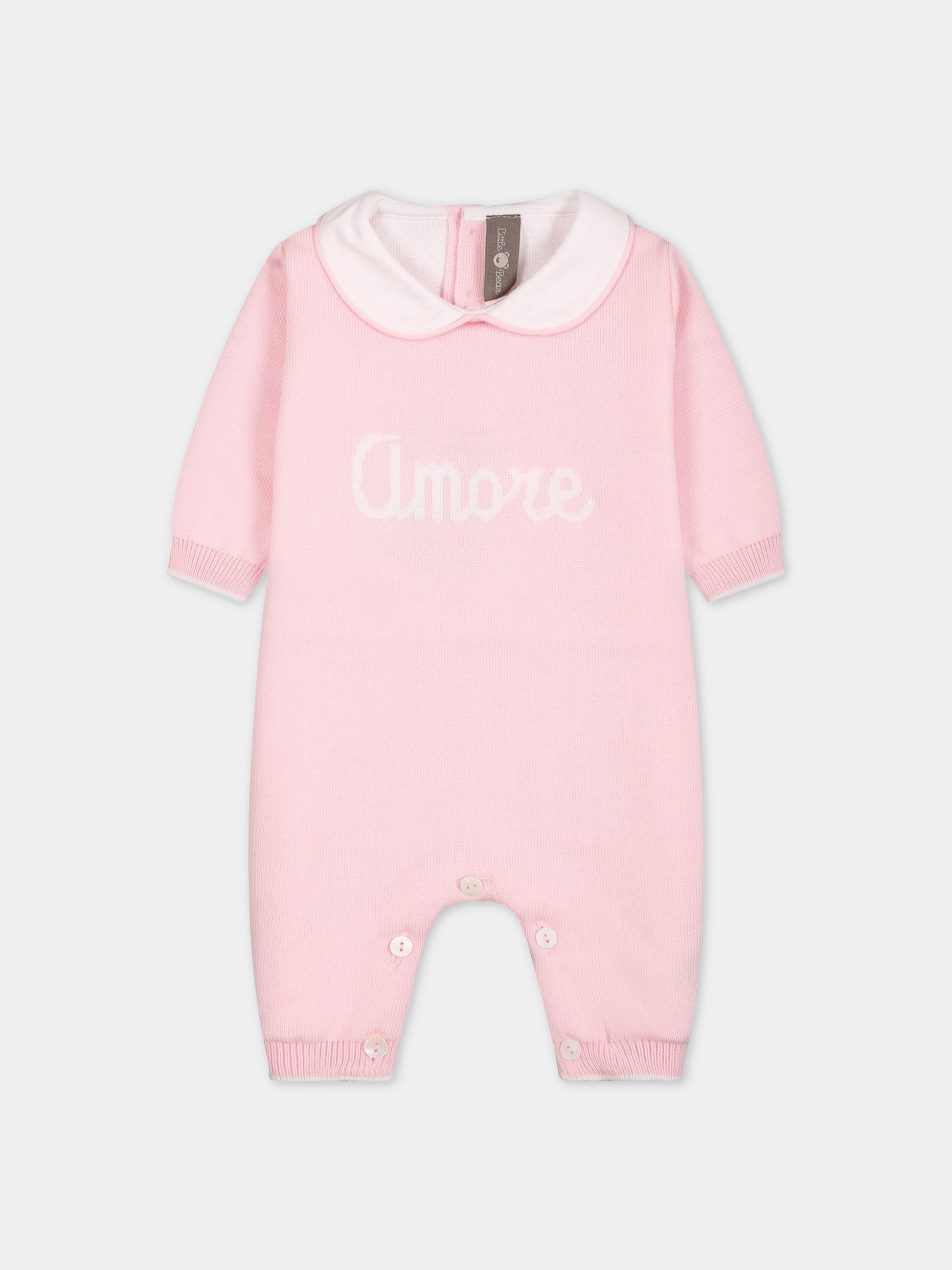 Tutina rosa per neonata con scritta  Amore ,Little Bear,6122 ROSA